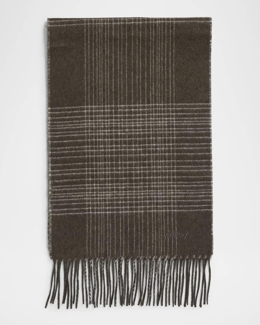 Mens Plaid Fringe Silk Cashmere Scarf Product Image