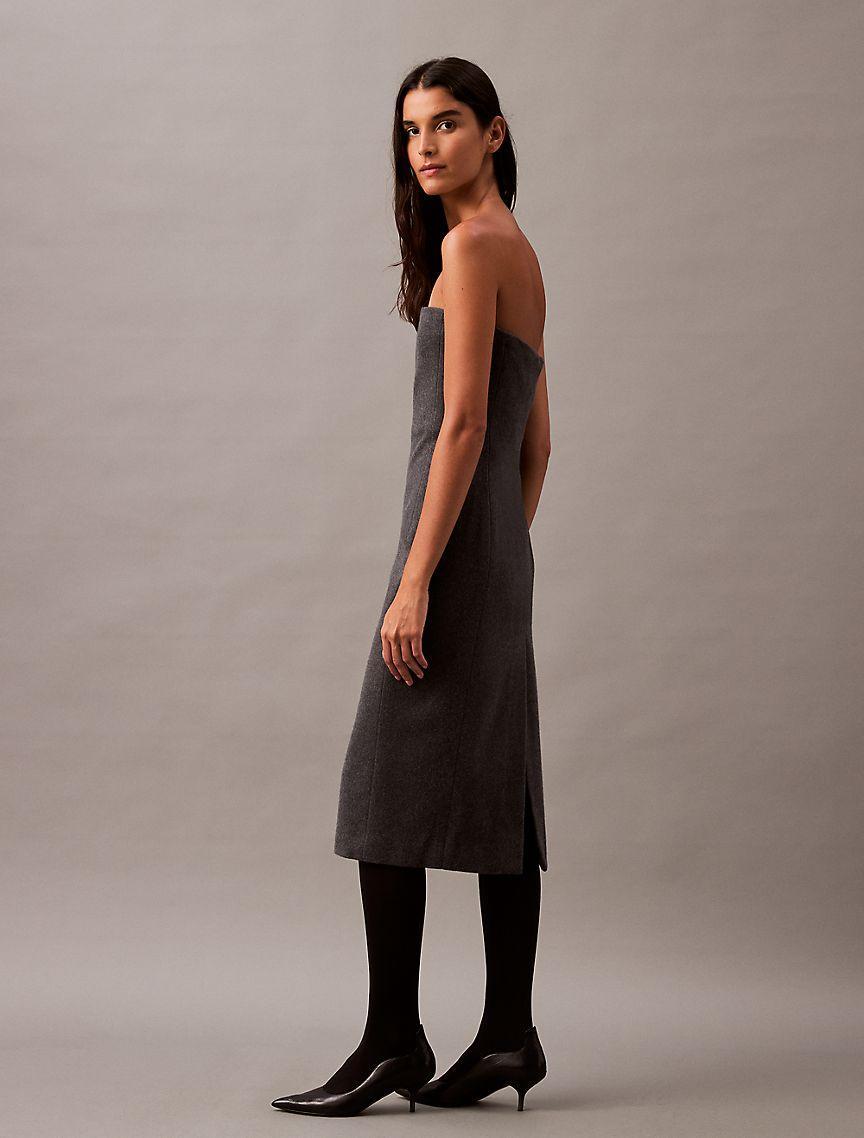 Brushed Wool Blend Strapless Dress Product Image