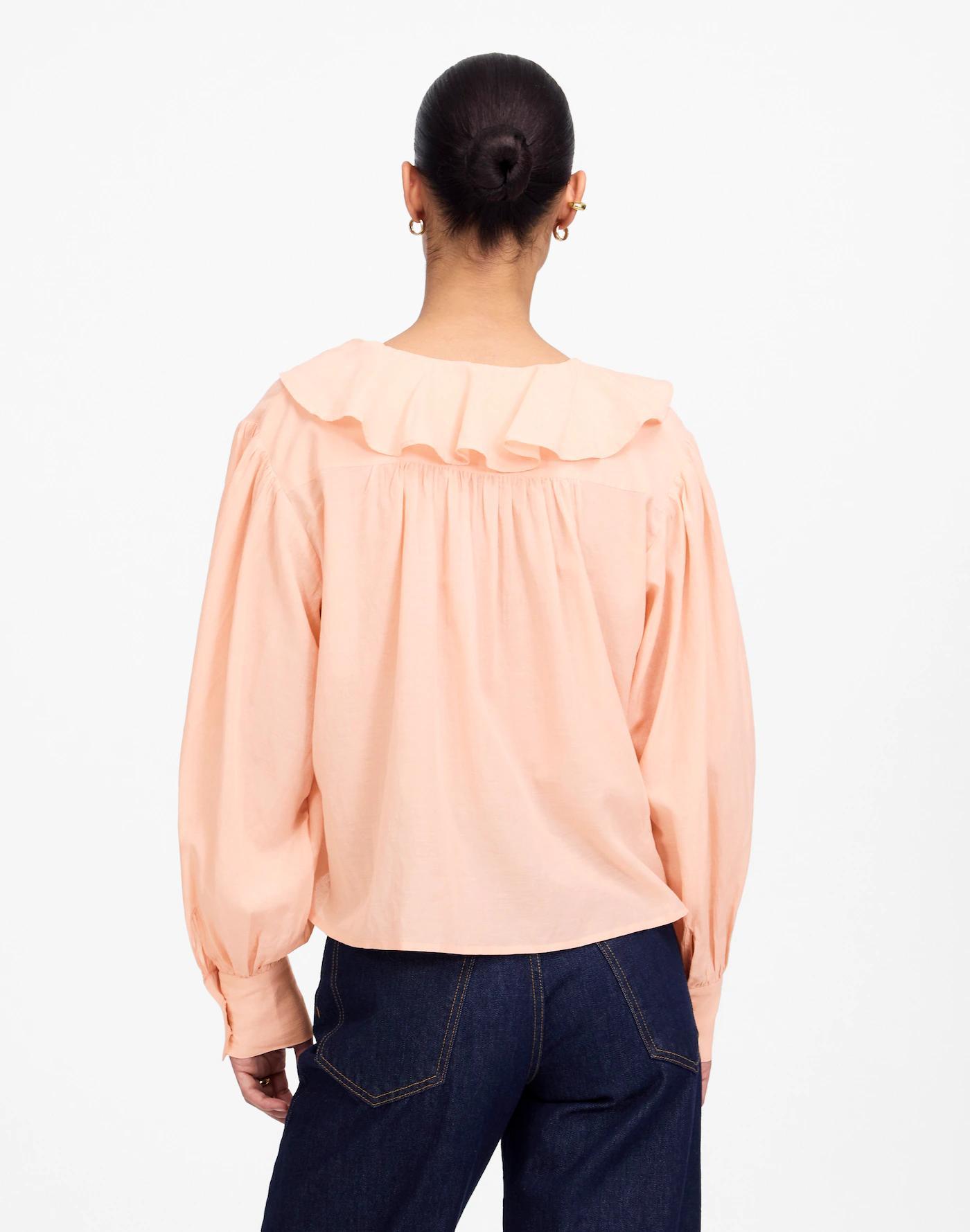 Ruffled Pintucked Long-Sleeve Top Product Image