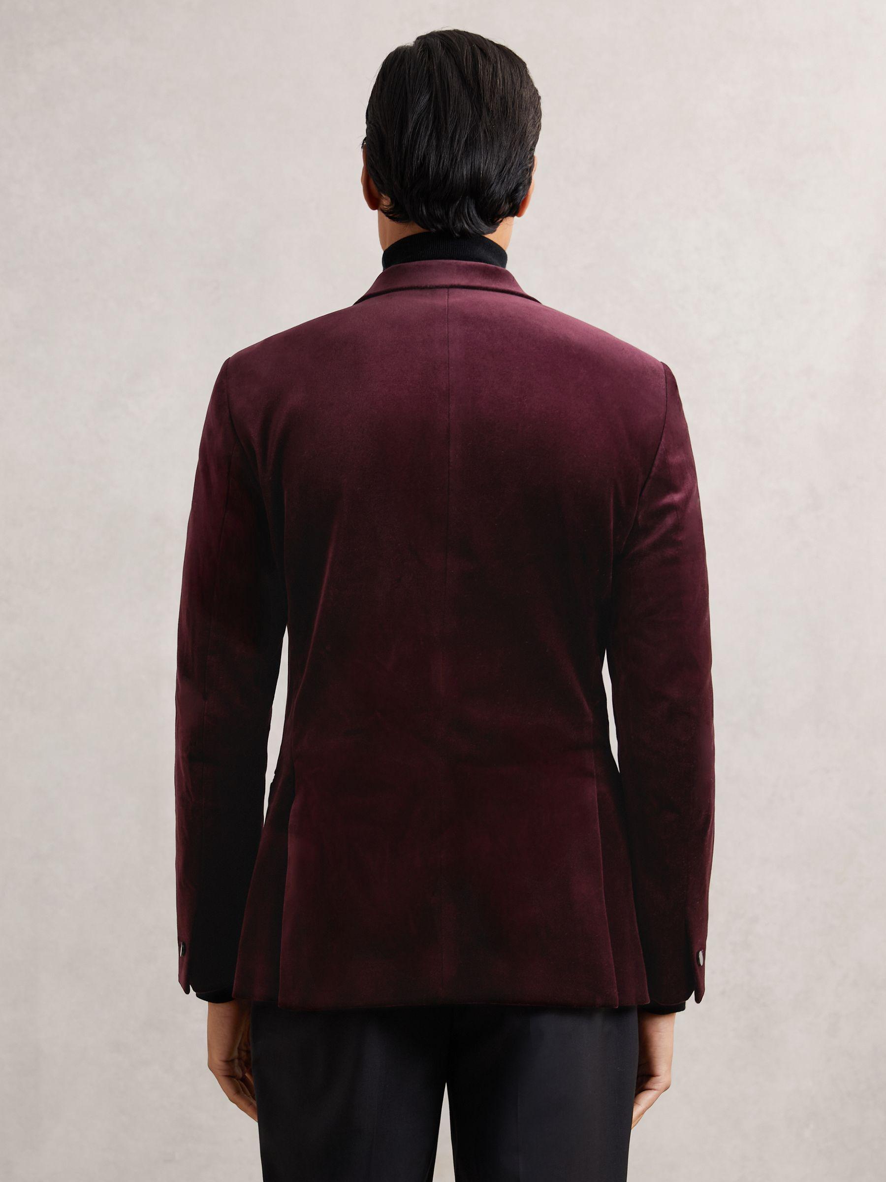 Single-Breasted Velvet Blazer Regular-Fit in Bordeaux Product Image