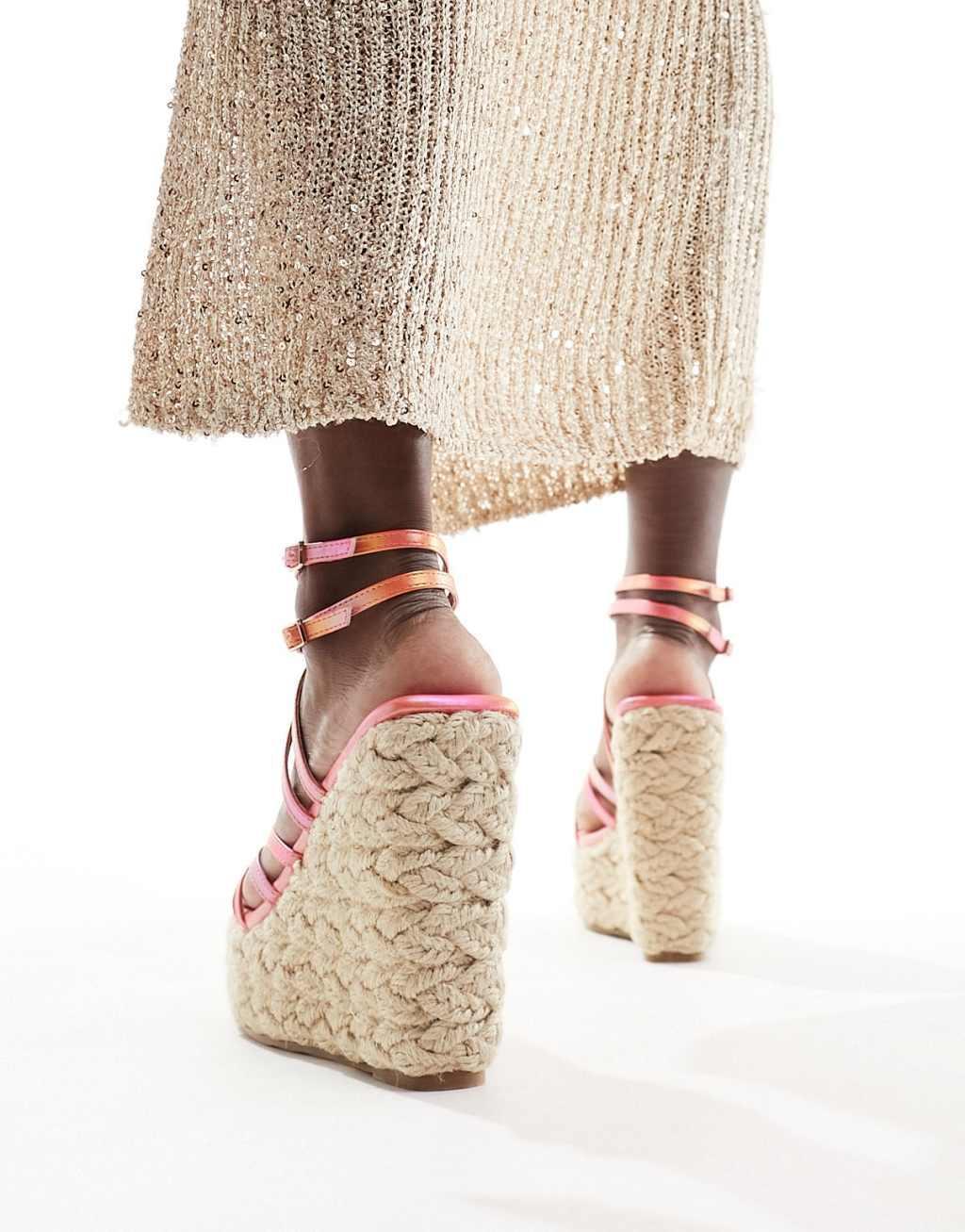 Simmi London Akela strappy espadrilles in orange ombre Product Image