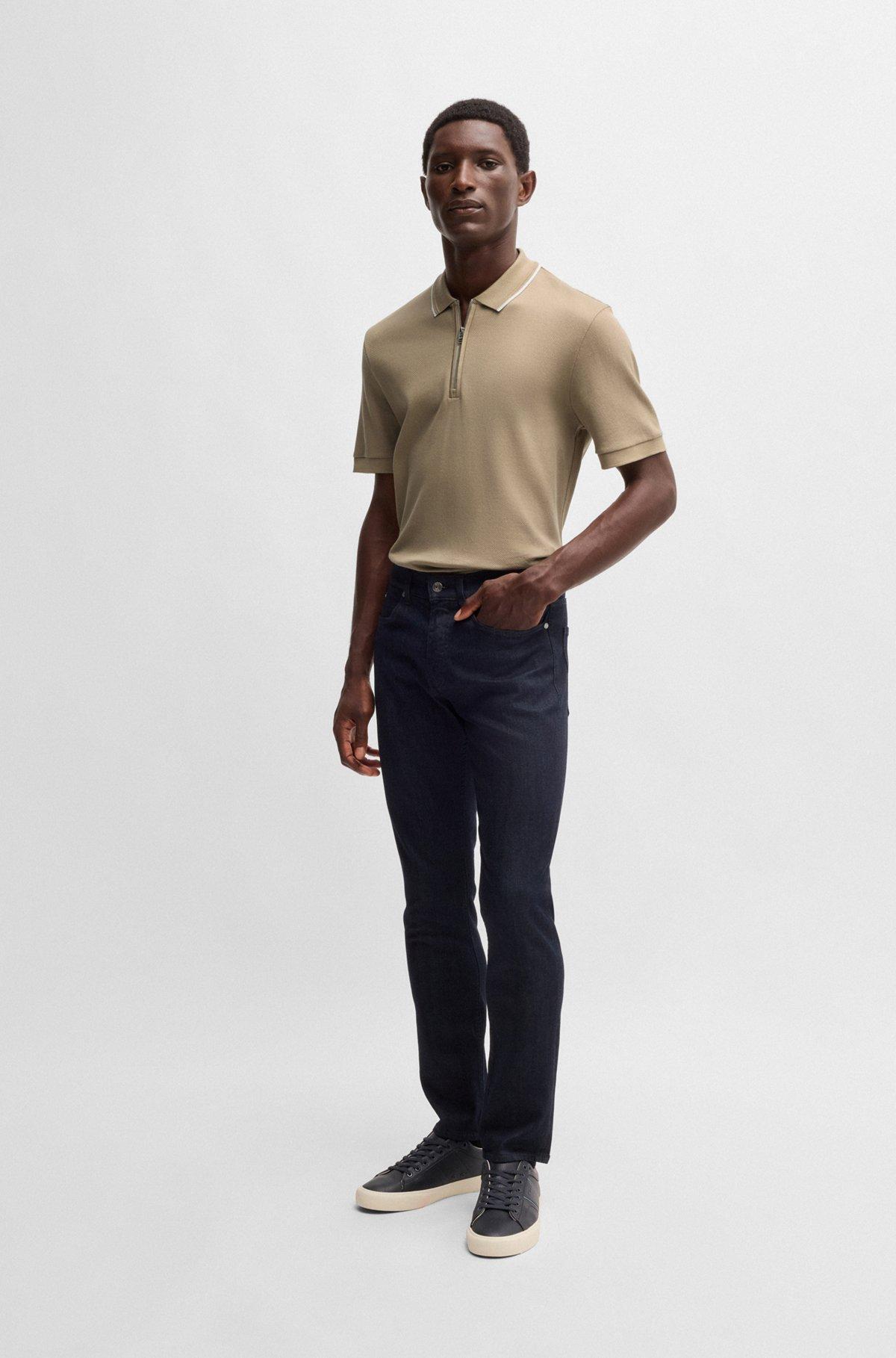 Structured-cotton polo shirt with zip placket Product Image