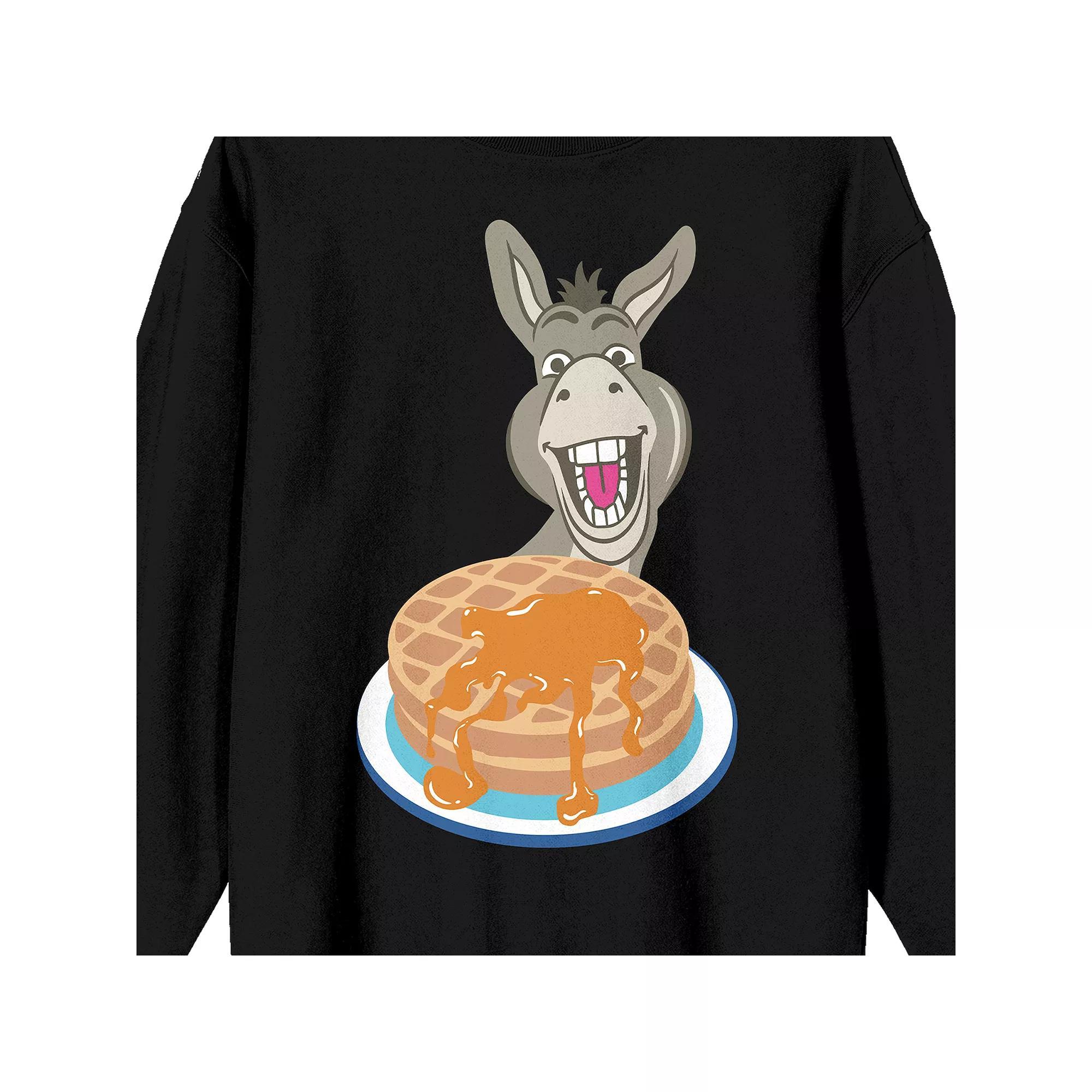 Men's Shrek Donkey With Pancakes Long Sleeve Graphic Tee,  Product Image