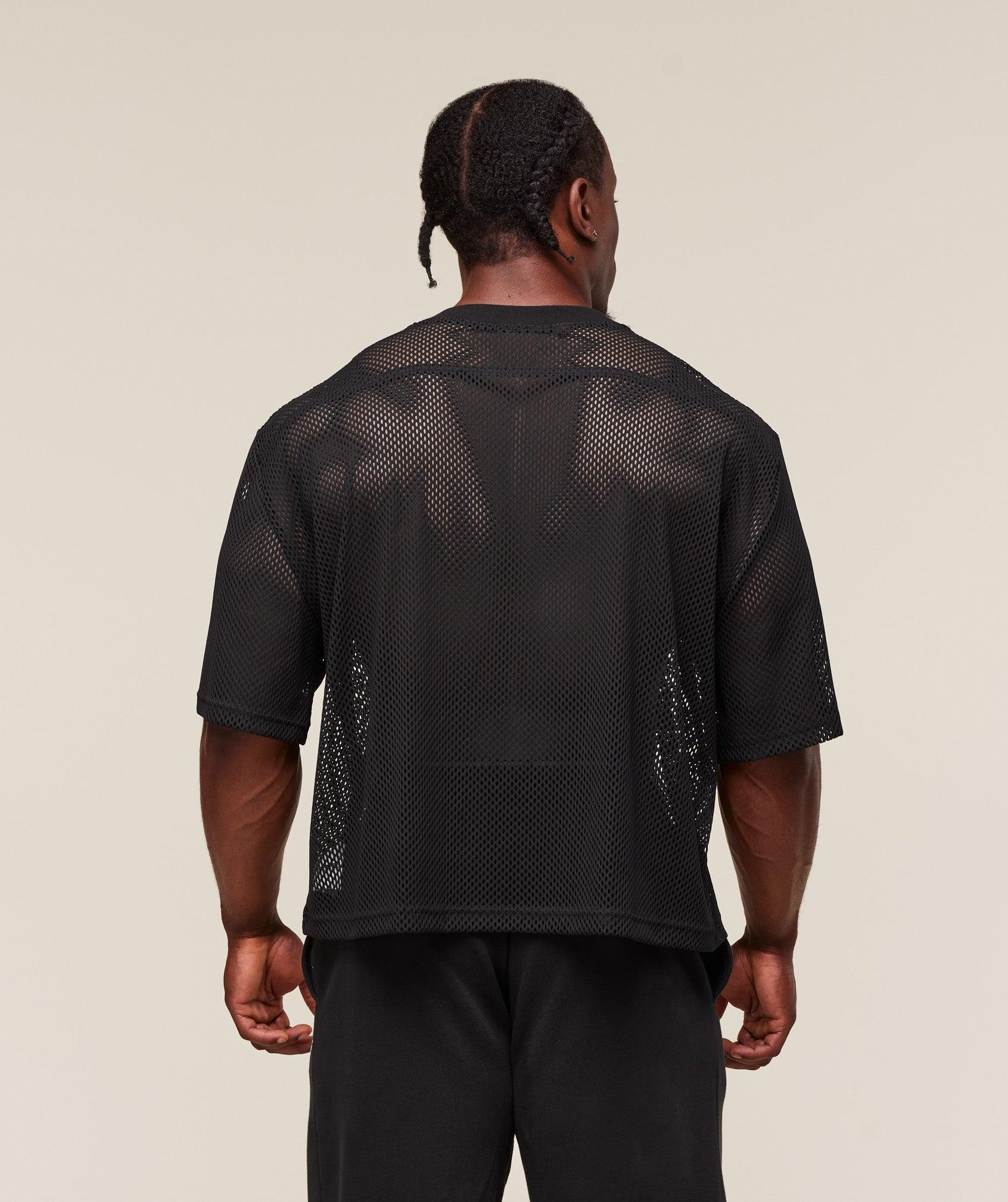 Gymshark Mesh Oversized T-Shirt - Black Male Product Image