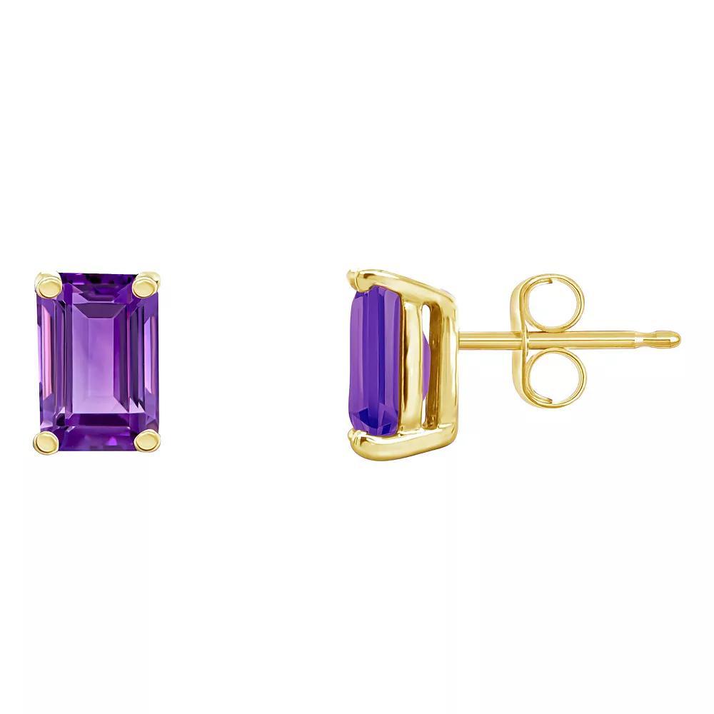 Celebration Gems 14k Gold Emerald Cut Amethyst Stud Earrings, Women's, 14k Whgold Product Image
