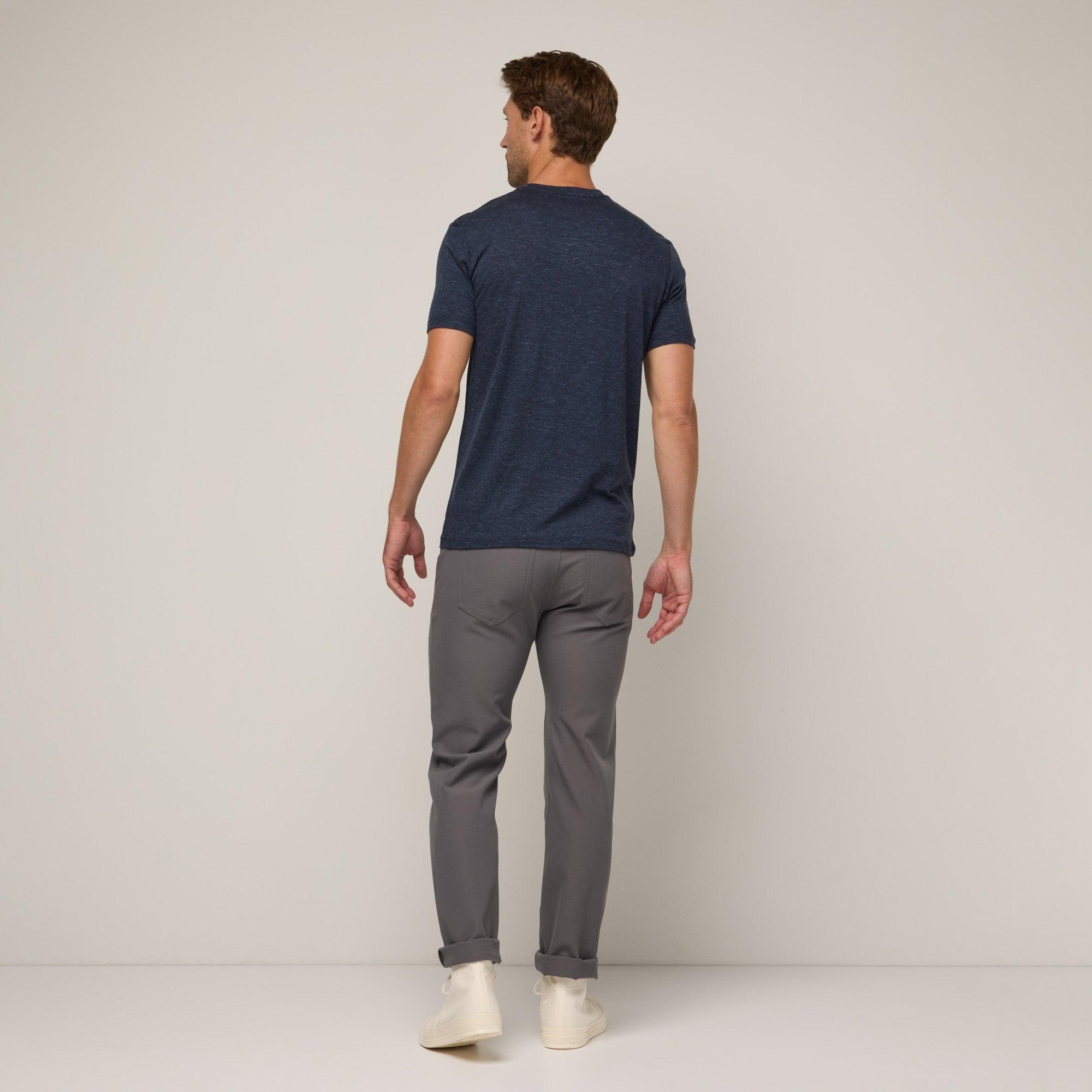 Merino Wool Linen Crew Neck T-Shirt | Washed Navy Product Image