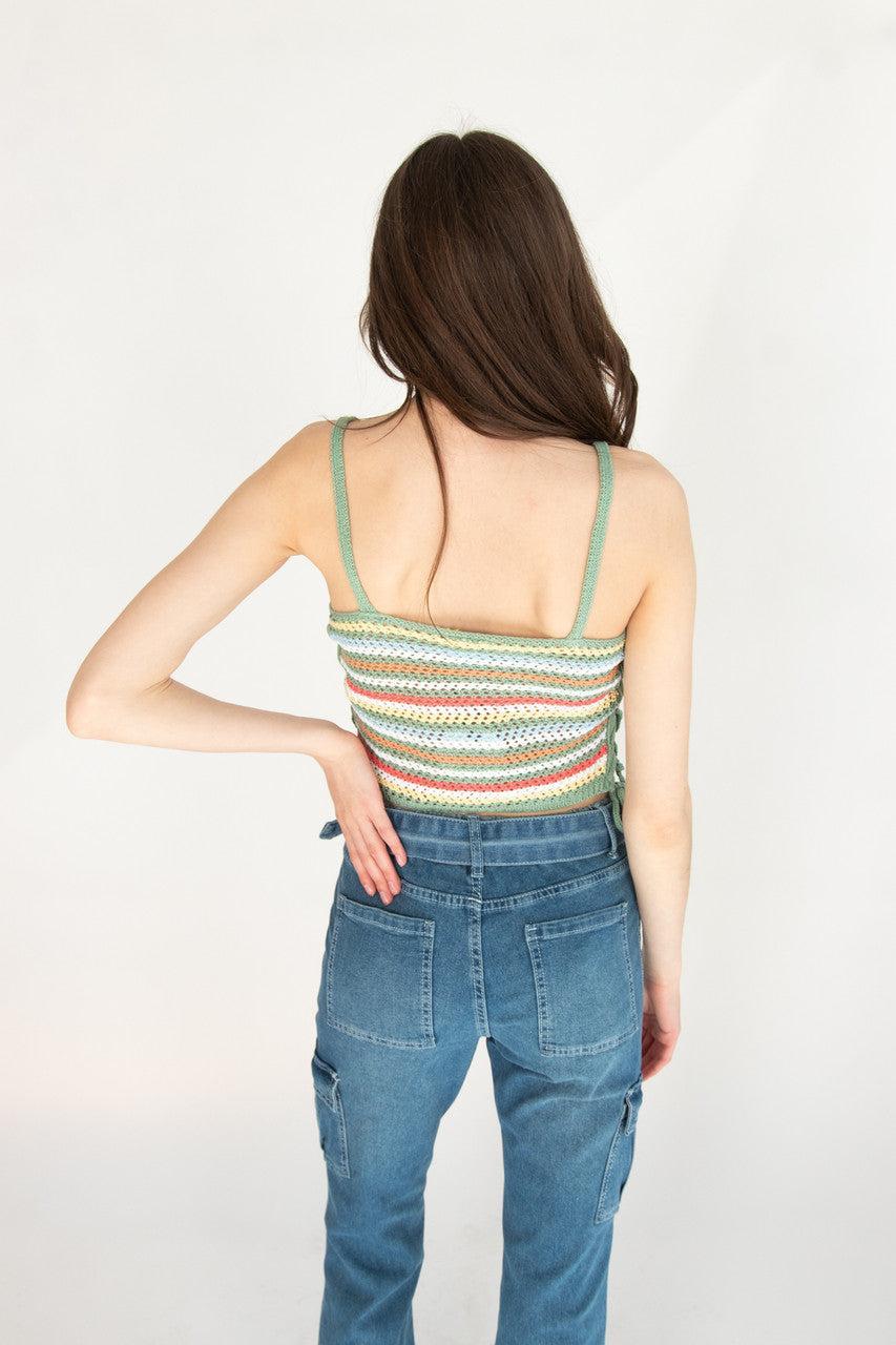 Side Lace Up  Crochet Tank Product Image