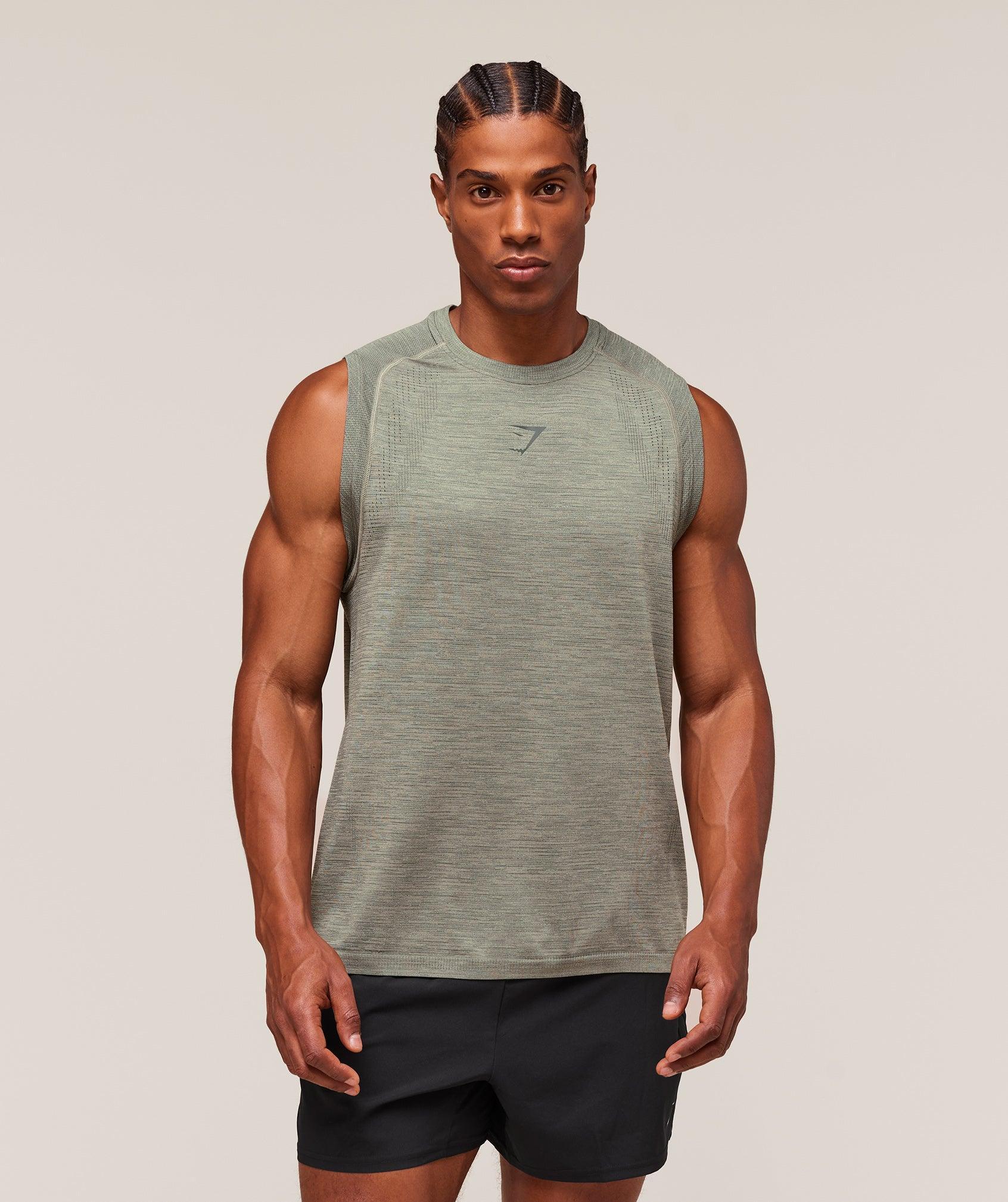 Gymshark Versatile Seamless Tank - Chalk Green/Slate Teal Male Product Image