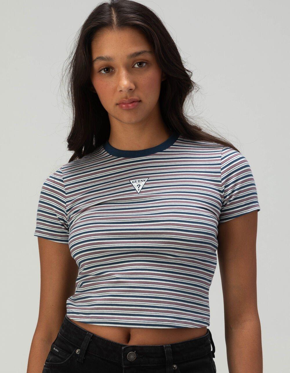 GUESS Stripe Knit Womens Baby Tee - MULTI Product Image