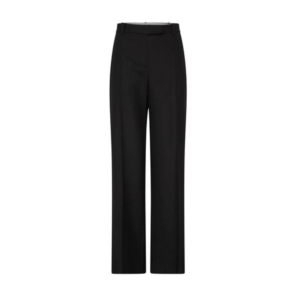 Banew Pinstripe Wool Wide-leg Trousers In Black_grey_melange Product Image