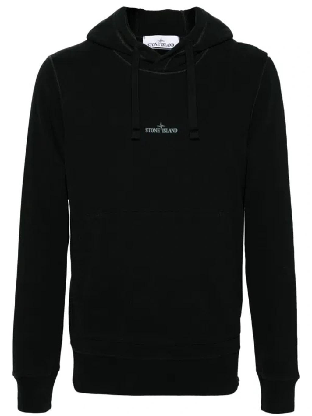 STONE ISLAND Cotton Hoodie In V0029 Black Product Image