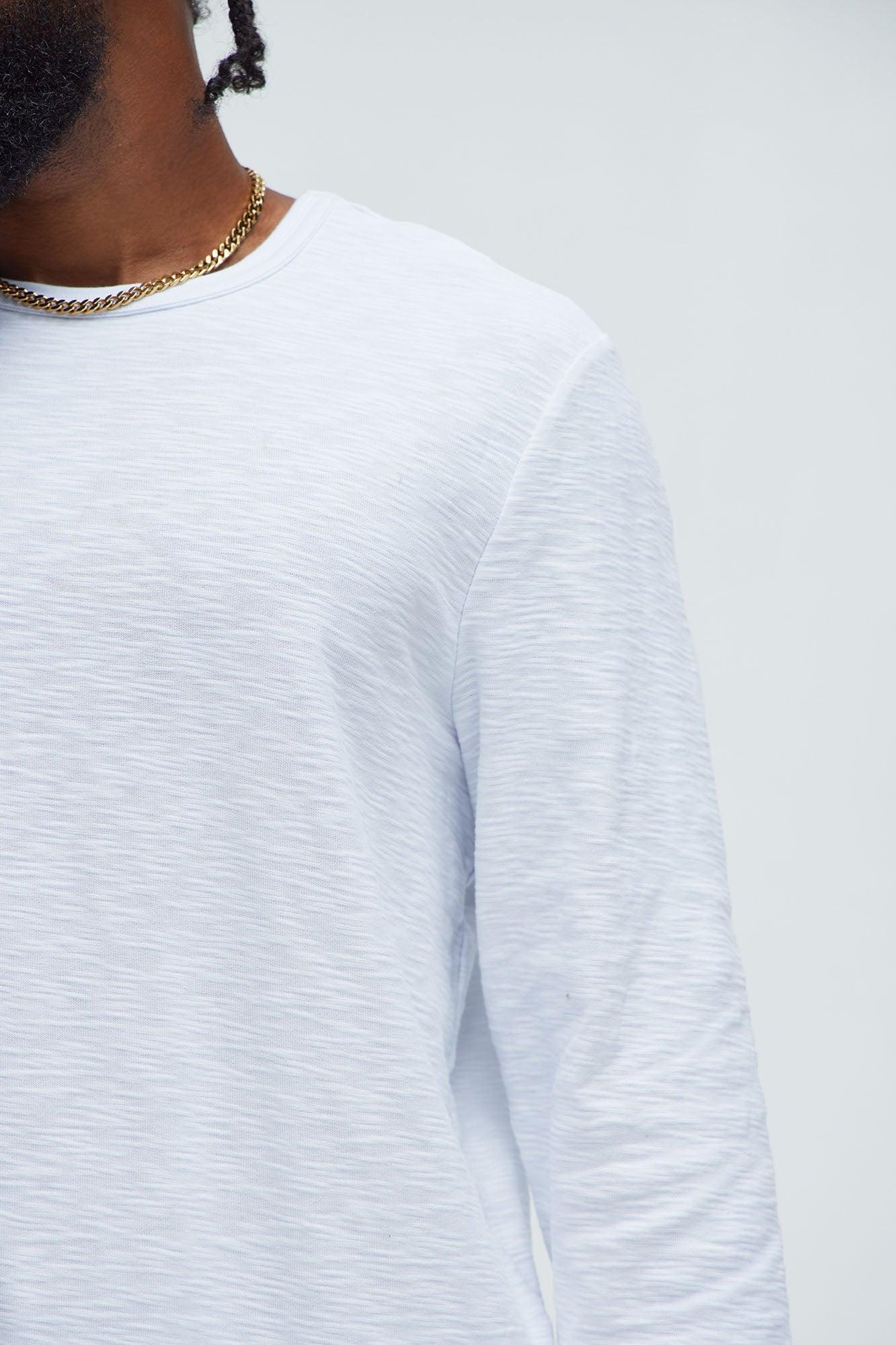 Asher Slub Texture Long Sleeve Tee - White Product Image