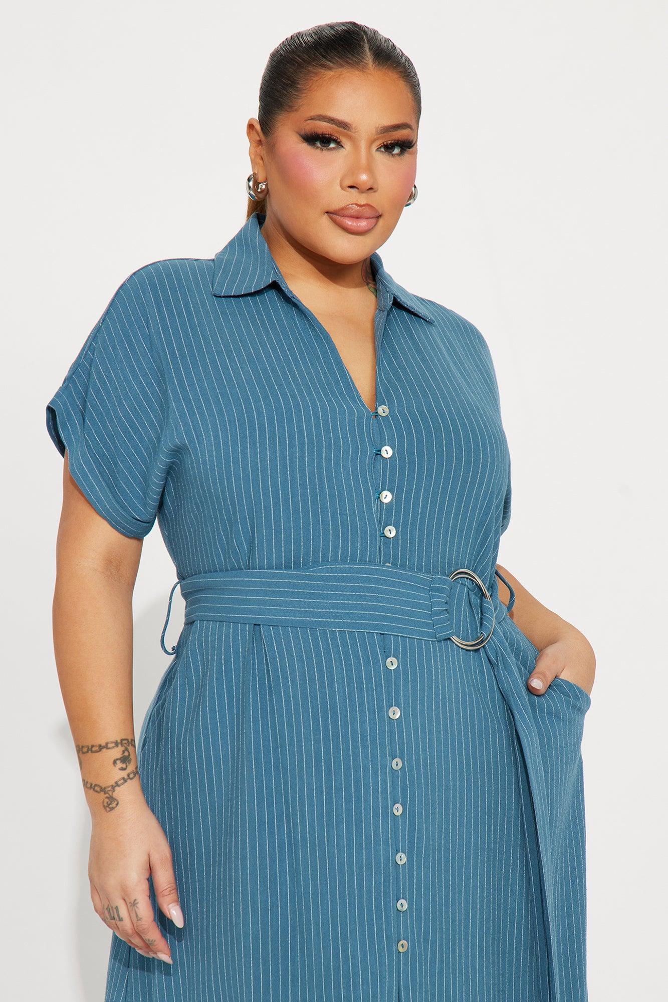 Eliza Button Up Maxi Dress - Blue Product Image
