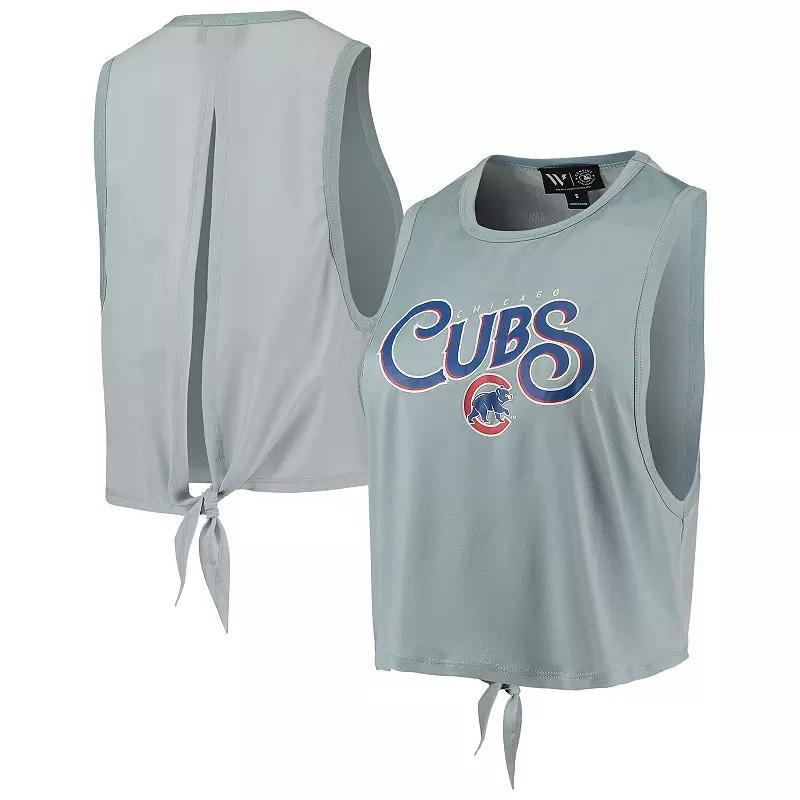 Women's The Wild Collective Light Blue Chicago Cubs Open Back Twist-Tie Tank Top, Size: Small Product Image