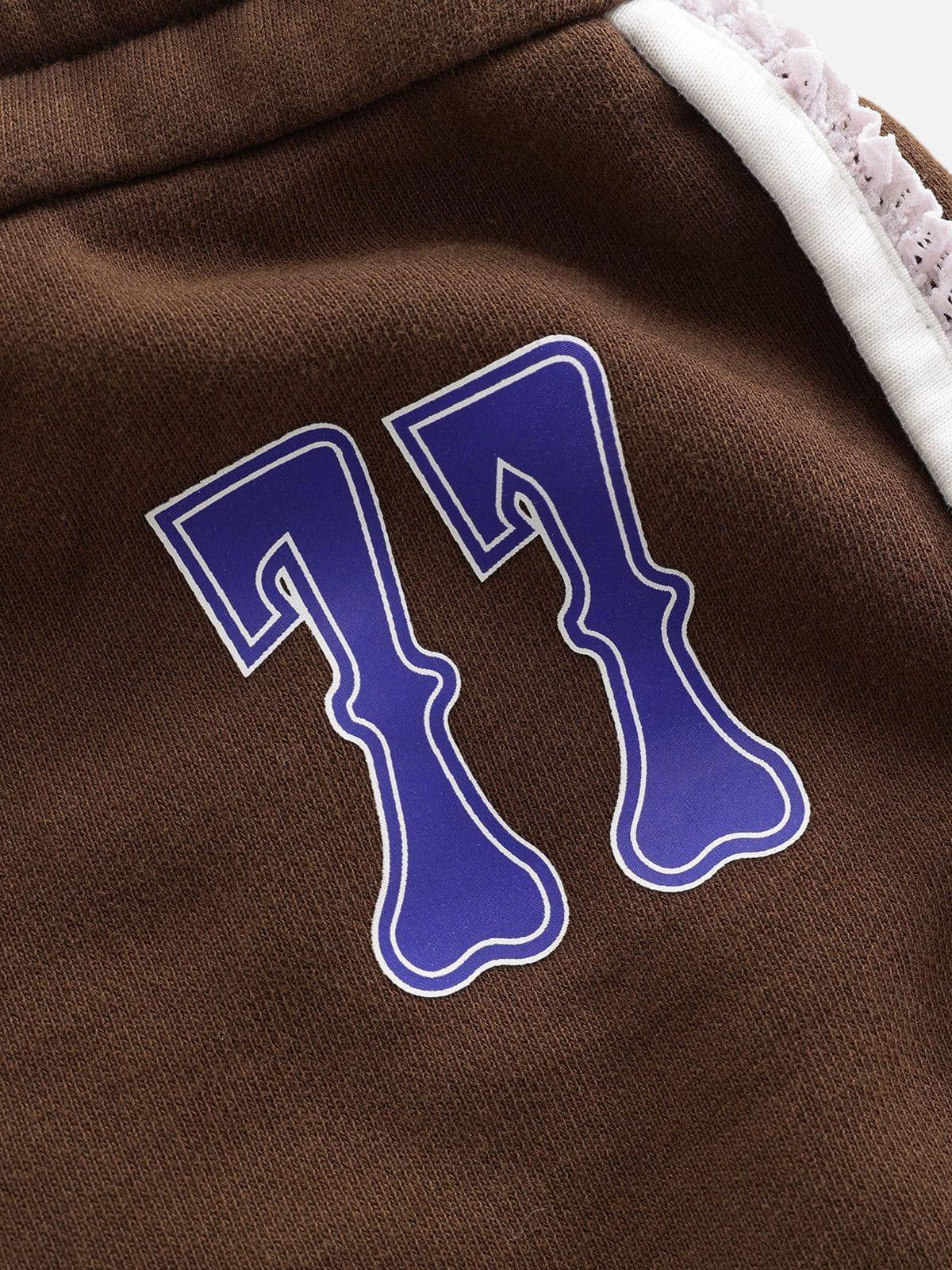 Aelfric Eden Number Print Lace Patchwork Mini Shorts Female Product Image