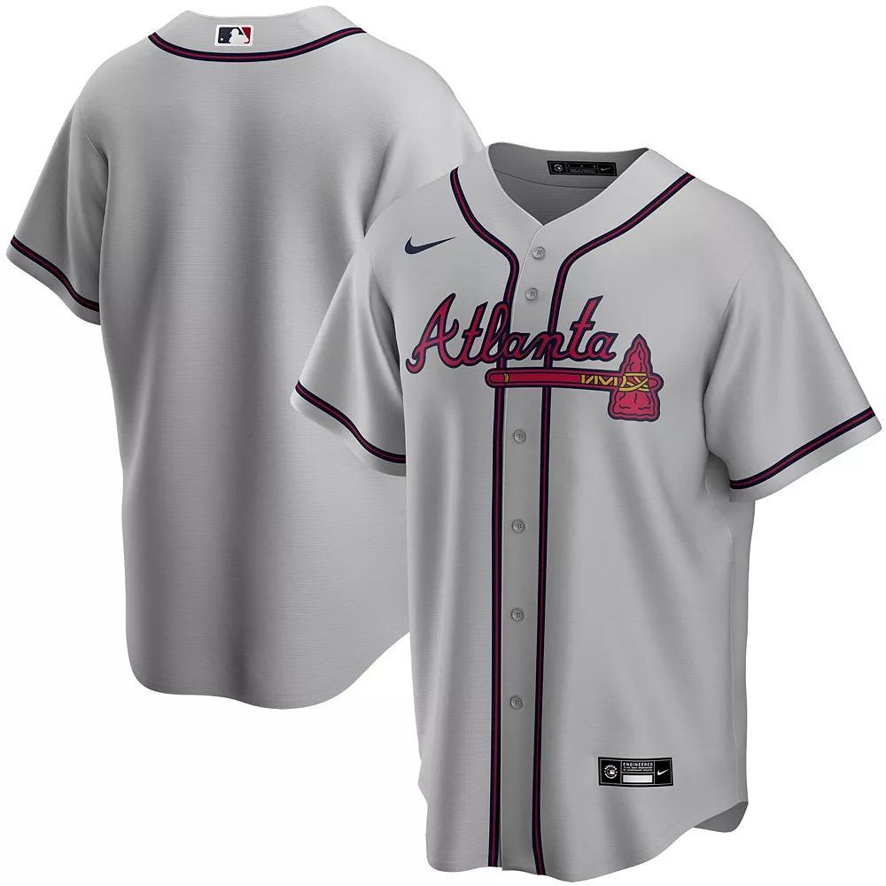 Mens Nike Gray Atlanta Braves Road Replica Team Jersey Product Image