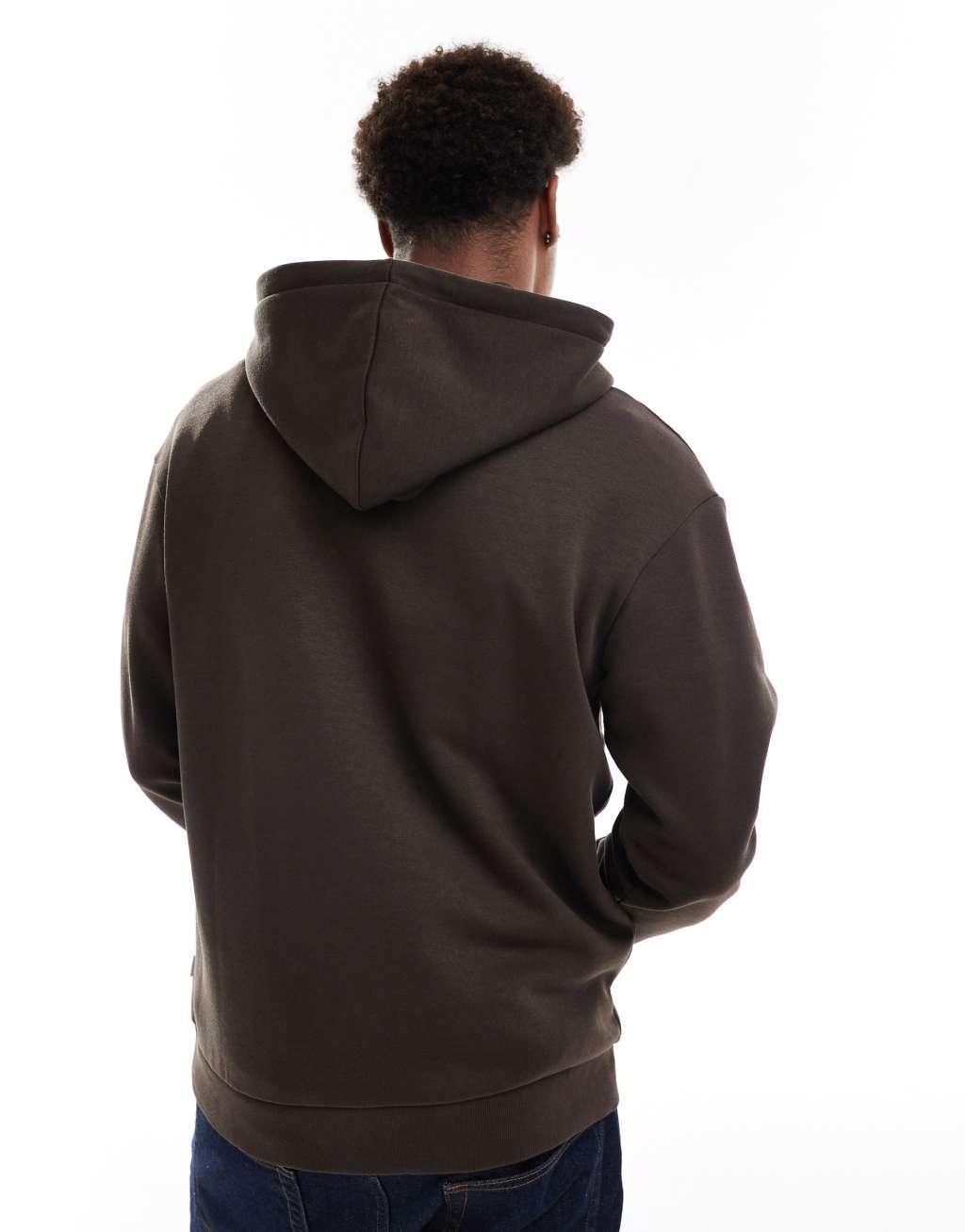 Jack & Jones oversized hoodie in chocolate brown Product Image