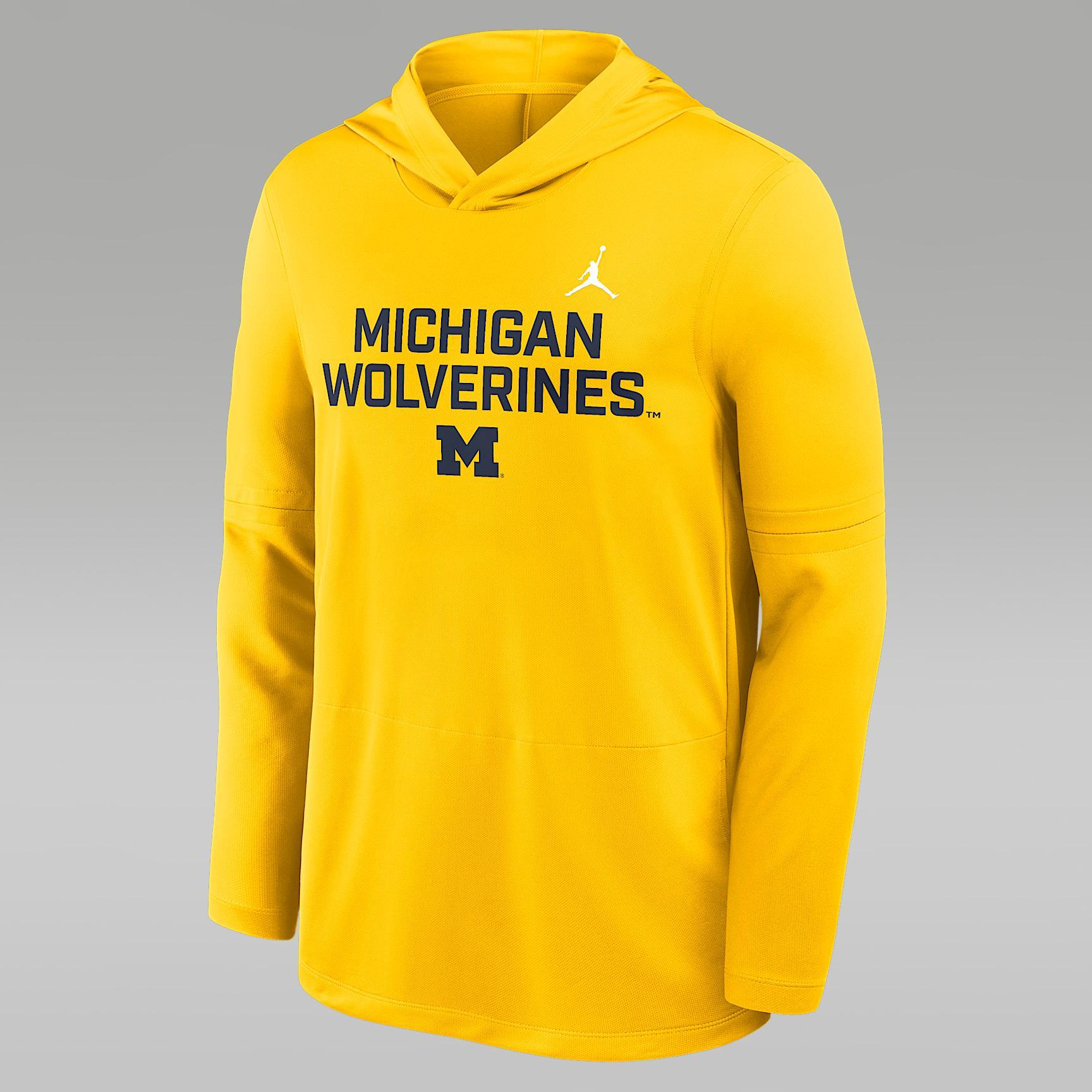 Mens Michigan Sideline Jordan Brand Dri-FIT College Long-Sleeve Hooded Top | 0JB978HMWN-7XL Product Image
