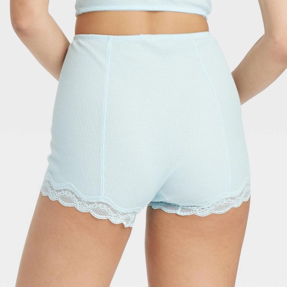 Womens Waffle Boy Shorts - Colsie Blue M Product Image