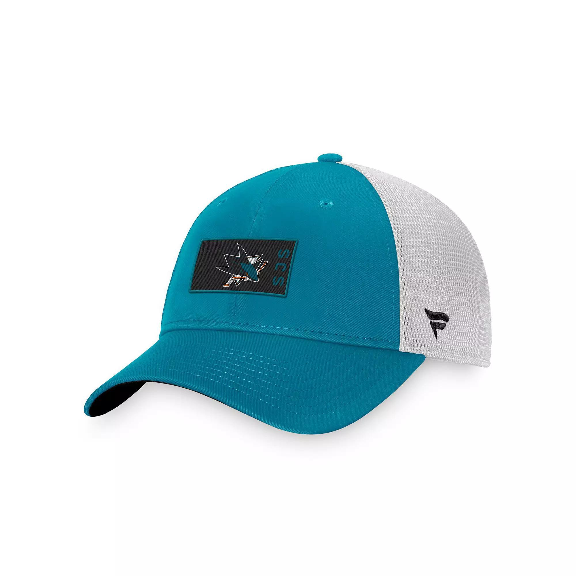 Men's Fanatics Branded Teal/White San Jose Sharks Authentic Pro Rink Trucker Snapback Hat, Sks Blue Product Image