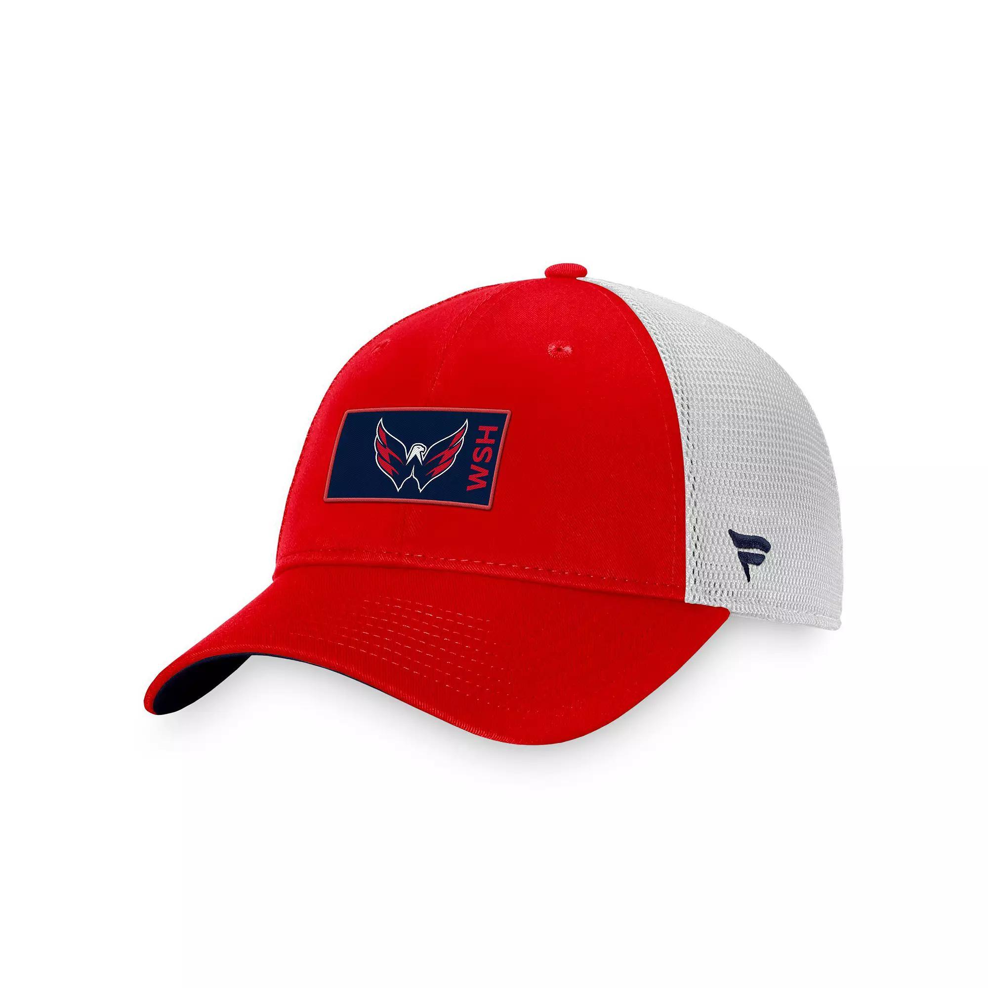 Mens Fanatics Branded /White Columbus Blue Jackets Authentic Pro Rink Trucker Snapback Hat Product Image