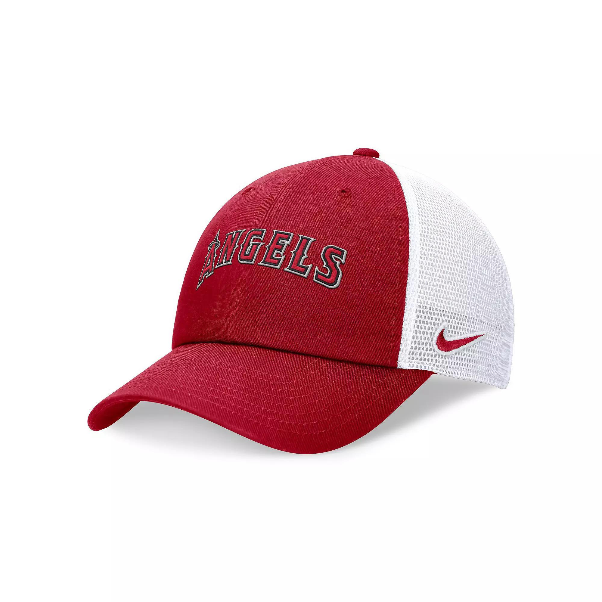 Men's Nike Red Los Angeles Angels Evergreen Wordmark Trucker Adjustable Hat,  Product Image