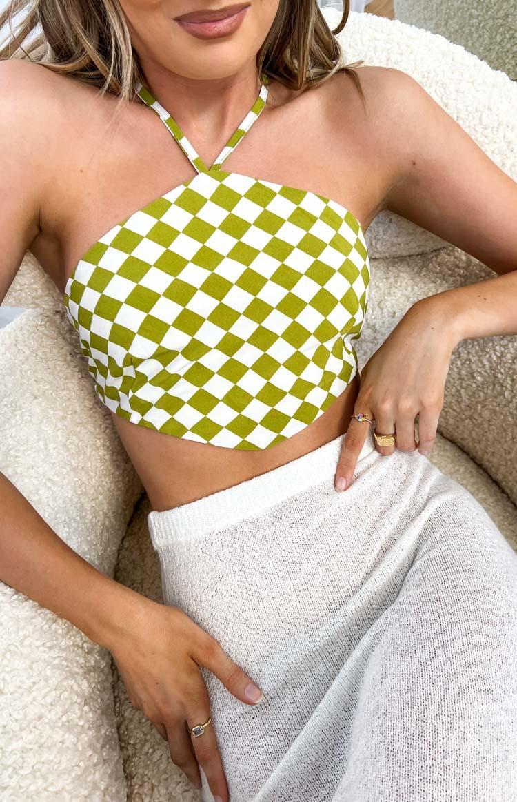 Gina Green Check Halter Top Product Image