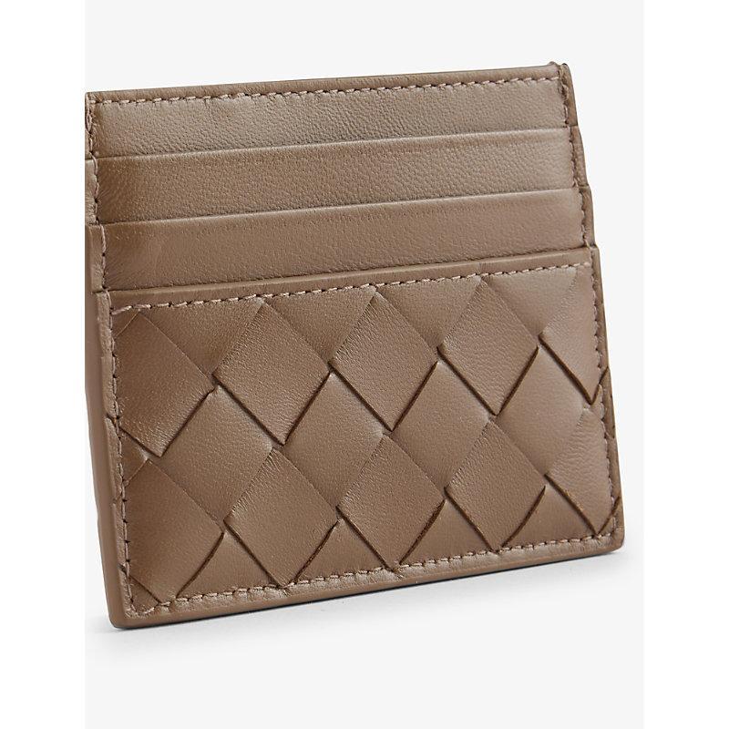 BOTTEGA VENETA Womens  Intrecciato Leather Card Holder In Pinecone-gold Product Image