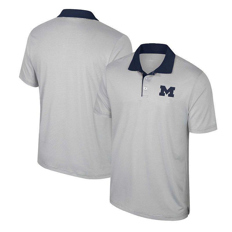 Men's Colosseum Gray Michigan Wolverines Tuck Striped Polo, Size: XL, Grey Product Image