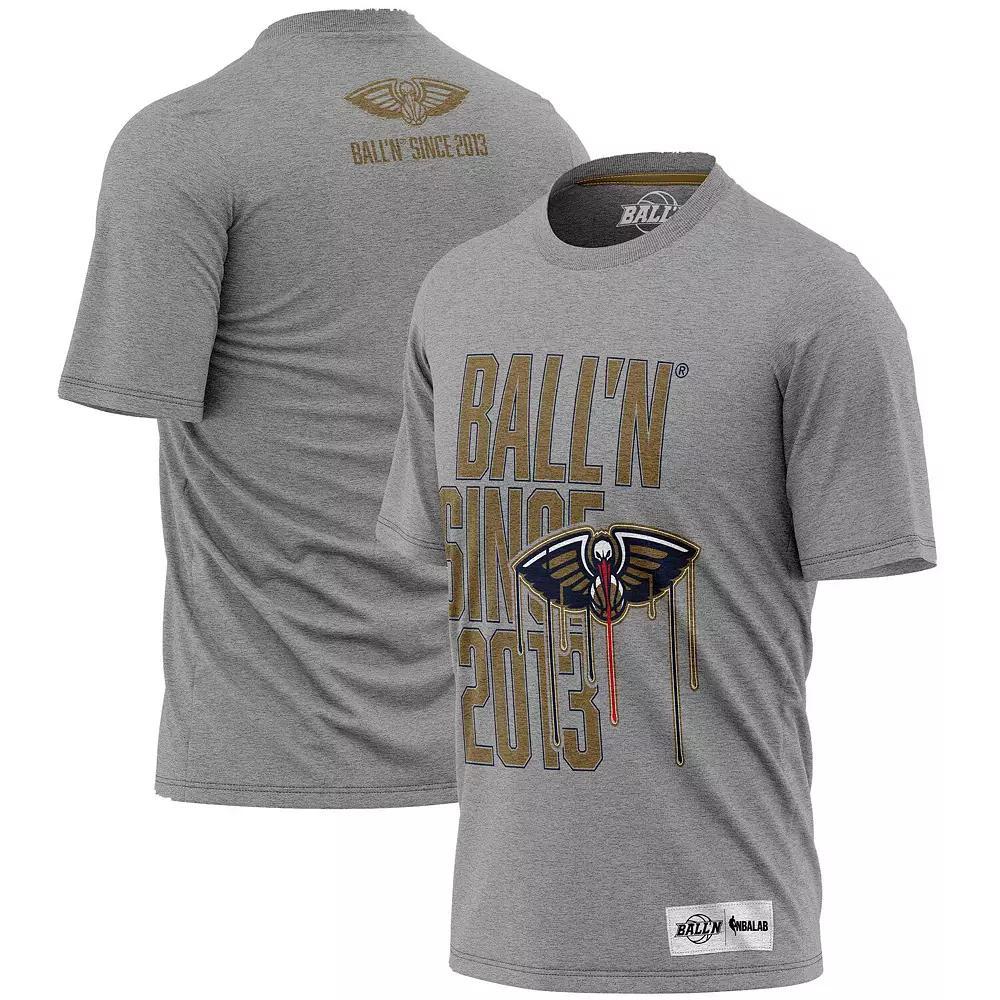 Men's BALL'N Heathered Gray New Orleans Pelicans Since 2013 T-Shirt, Size: Large, Grey Product Image