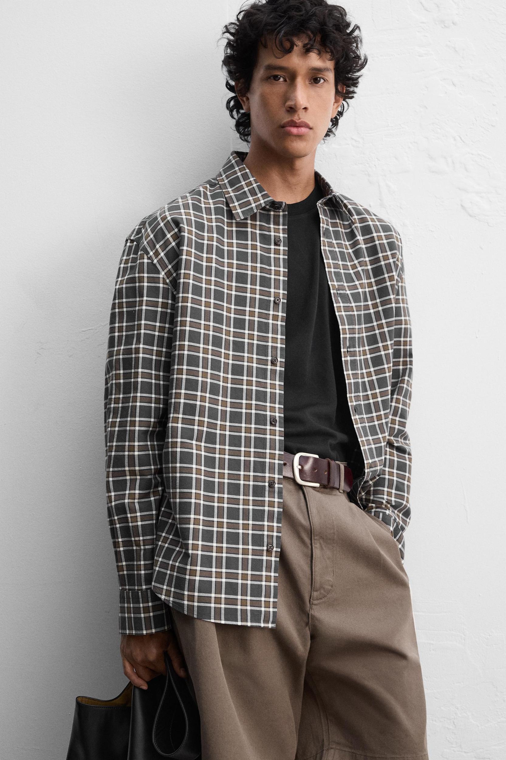 RELAXED FIT PLAID SHIRT Product Image