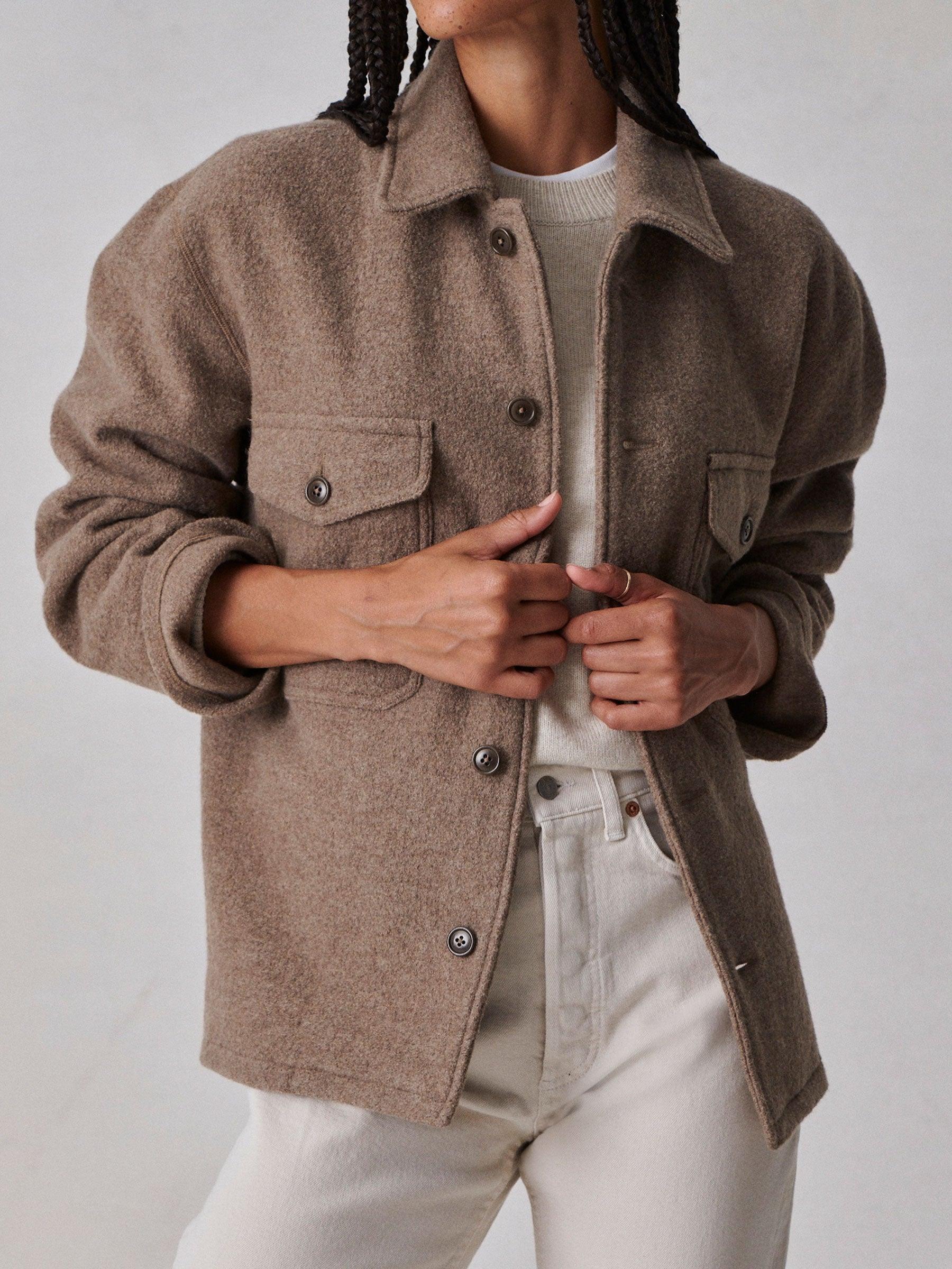 Marled Deep Khaki Felted Field Shirt Product Image