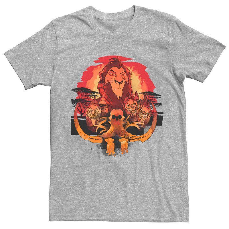 Disneys The Lion King Mens Scar Watercolor Bad Lands Portrait Tee Athletic Grey Product Image