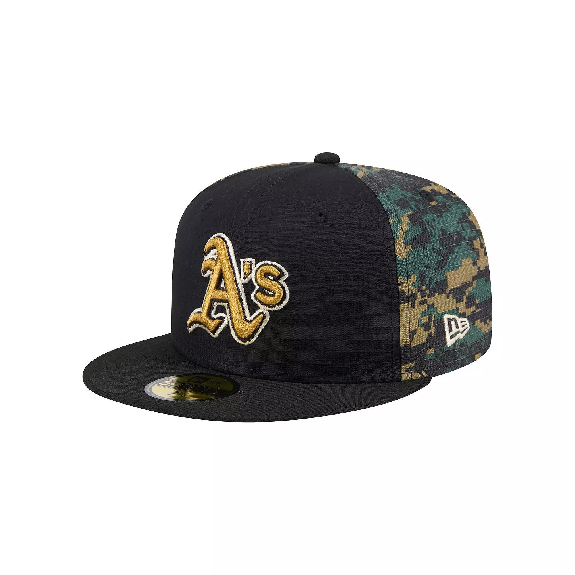 Men's New Era Black Oakland Athletics Digi Camo 59FIFTY Fitted Hat,  Product Image
