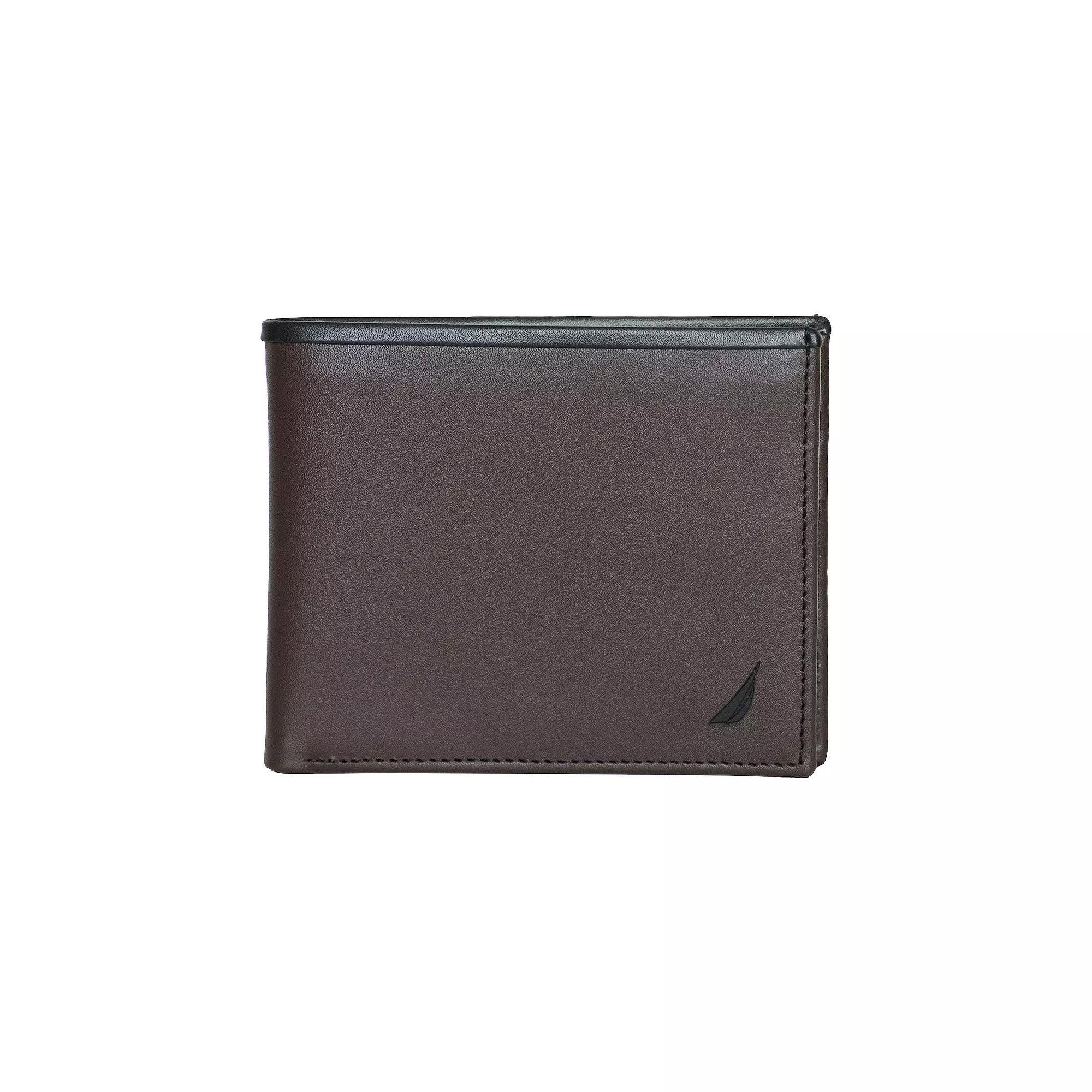 Men's Nautica Pop Color Leather RFID-Blocking Bifold Wallet, Black Product Image
