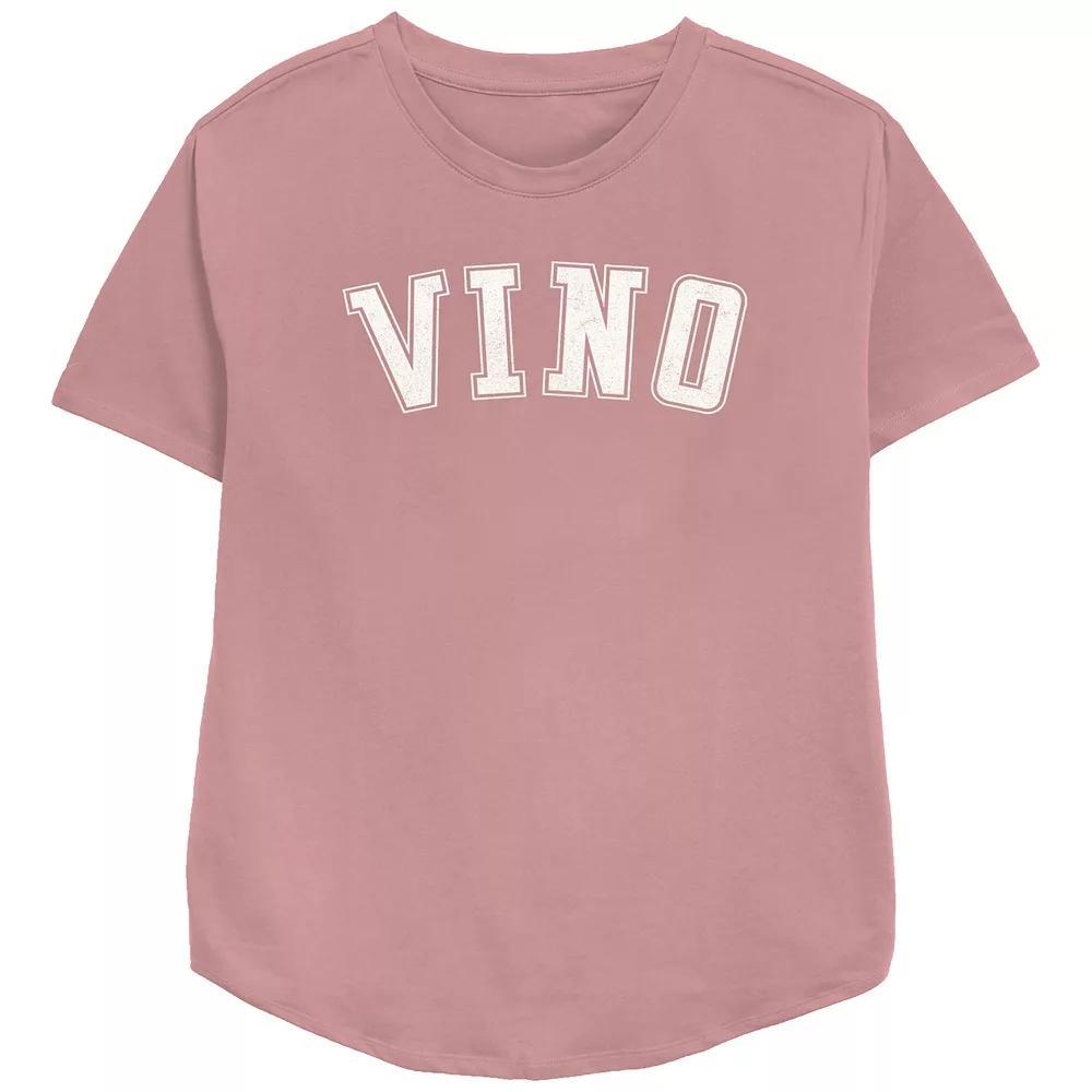 Women's Vino Collegiate Relaxed Fit Graphic Tee, Girl's, Size: Medium, Pink Product Image
