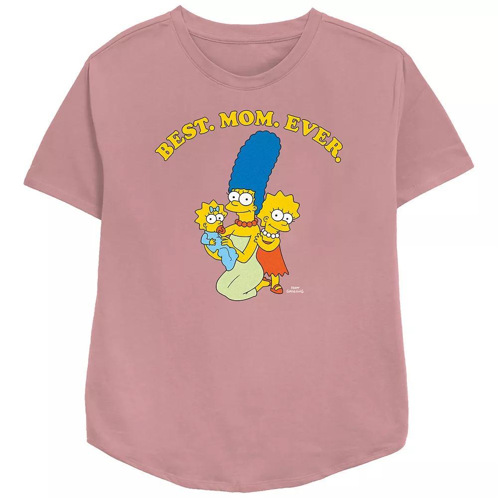 Women's The Simpsons Marge Best Mom Ever Relaxed Fit Graphic Tee, Size: Medium, Pink Product Image