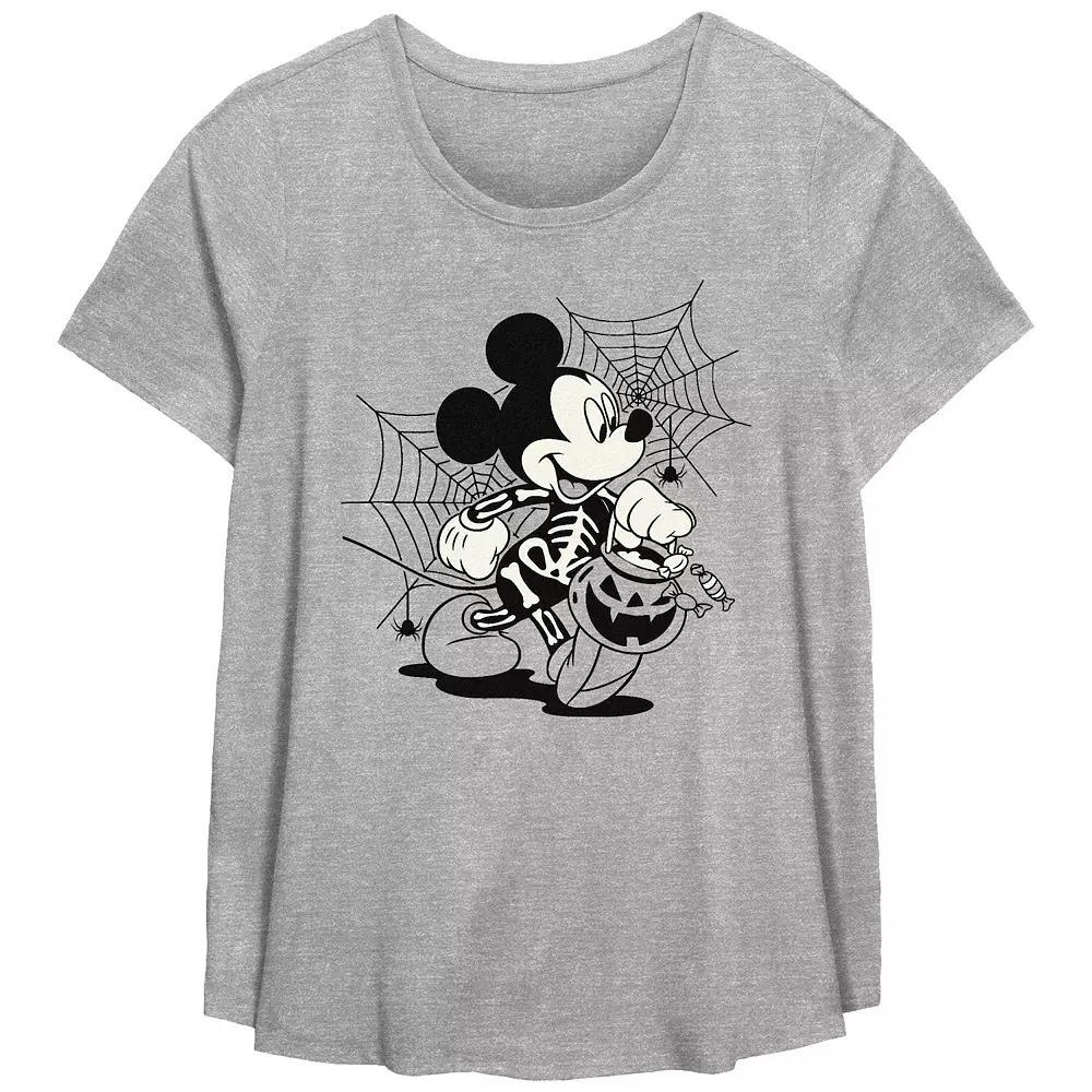 Disney's Mickey Mouse Skeleton Trick Or Treater Plus Size Flowy Graphic Tee, Women's, Size: 4XL, Grey Gray Product Image