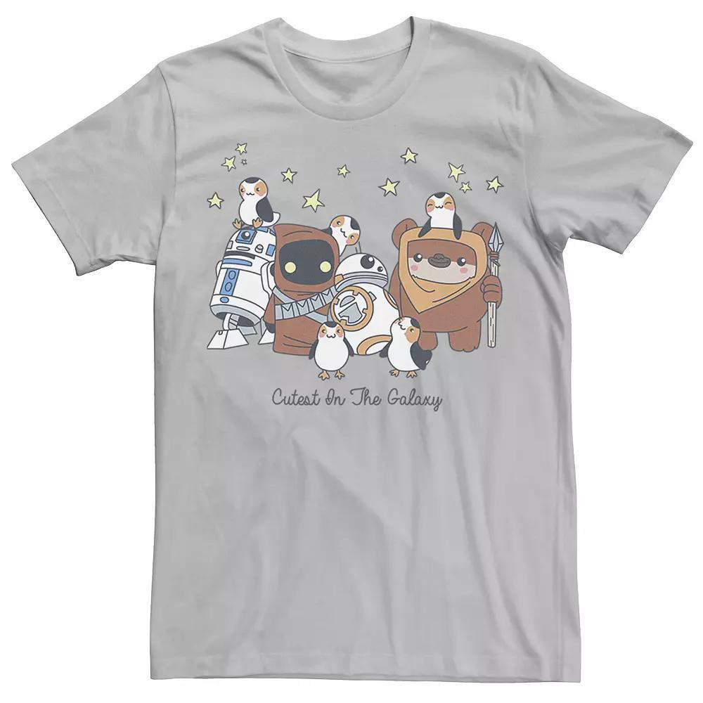 Men's Star Wars Group Shot Cutest In The Galaxy Poster Tee, Size: Medium, Silver Product Image