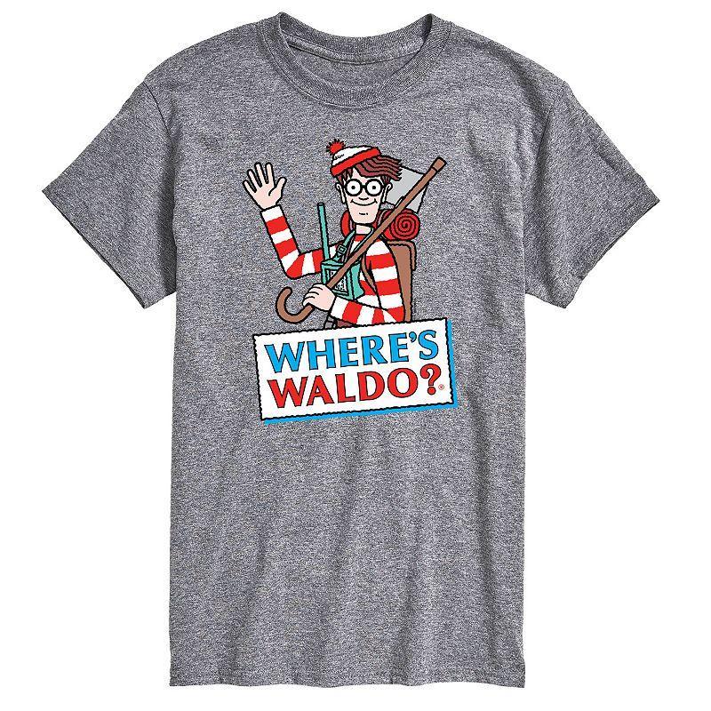 Men's Where's Waldo Logo Graphic Tee, Size: Small, Athletic Grey Product Image