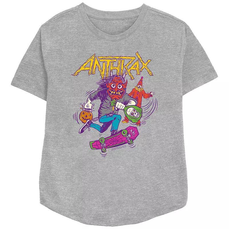 Women's Anthrax Trick Or Treating Relaxed Fit Graphic Tee, Size: Small, Athletic Grey Product Image