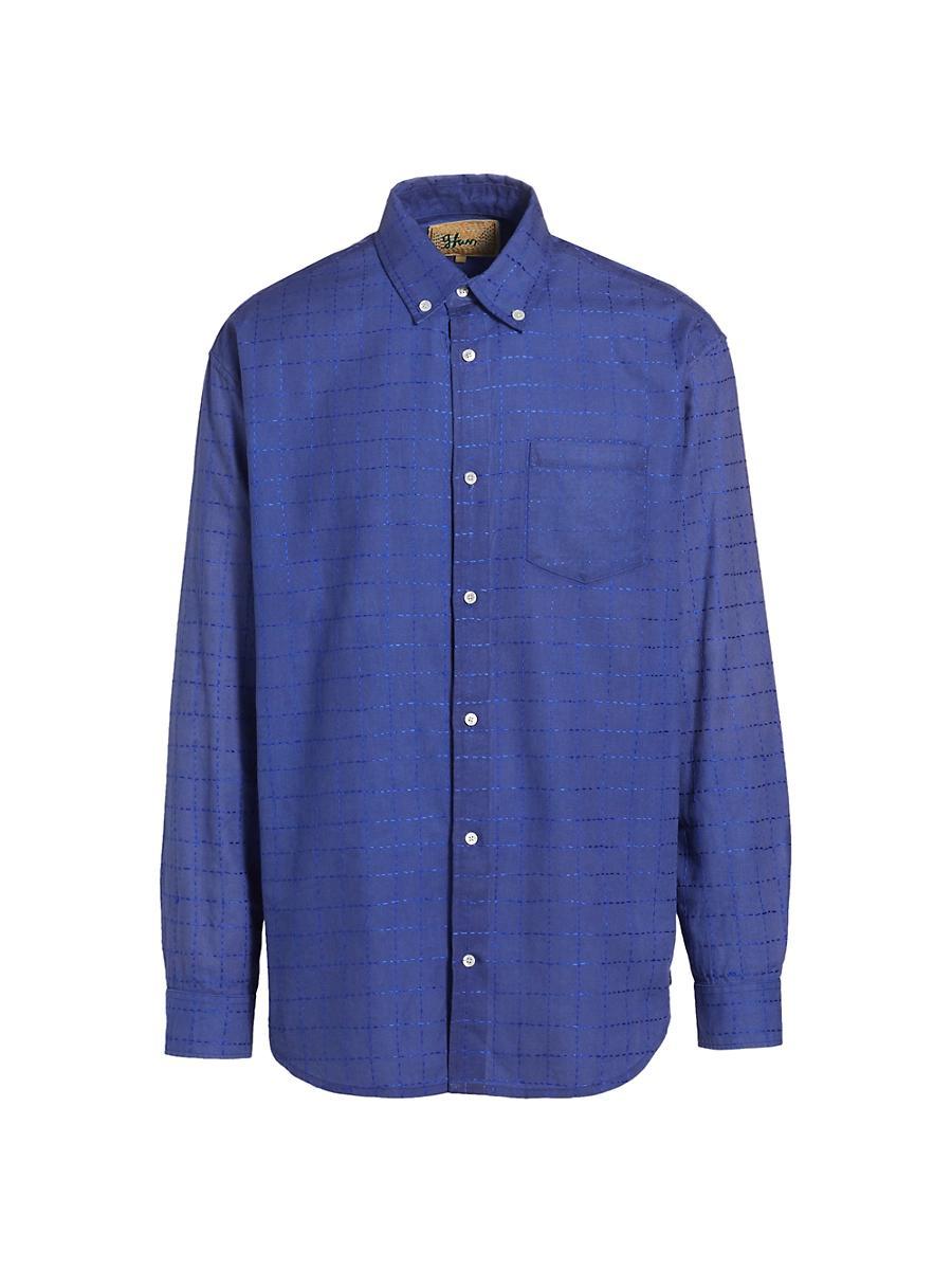 Mens Check Cotton Oxford Button-Down Shirt Product Image