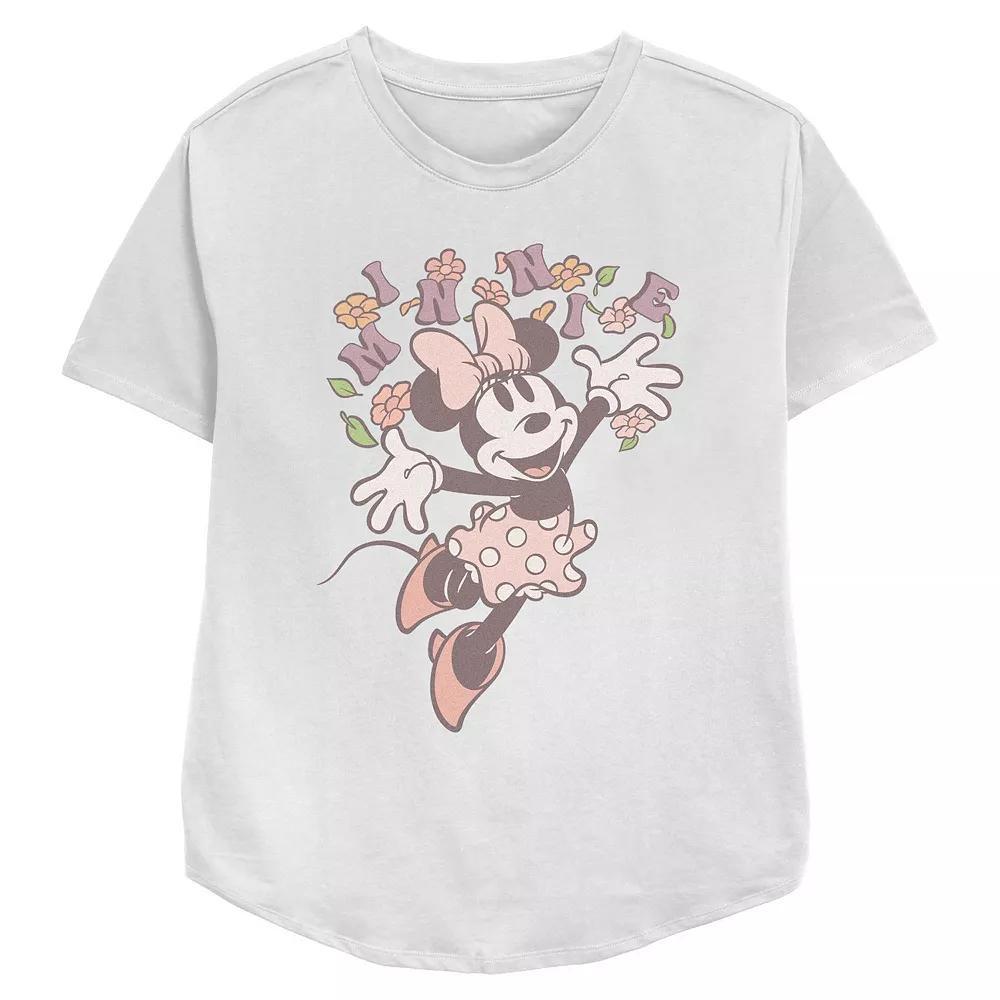 Disney's Minnie Mouse Spring Playful Women's Relaxed Fit Graphic Tee, Size: Medium, White Product Image