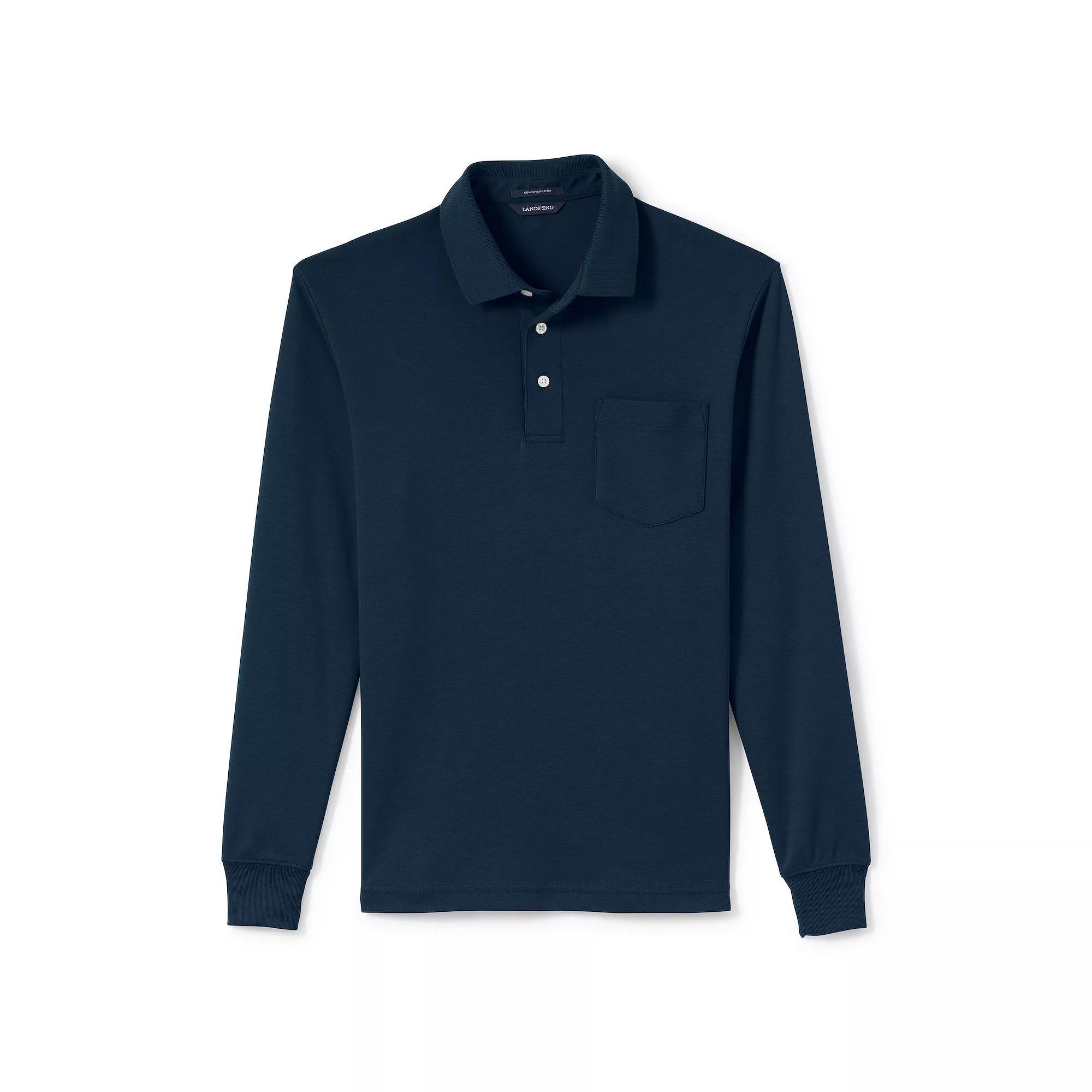 Men's Lands' End Classic-Fit Super Soft Supima Pocket Polo,  Product Image