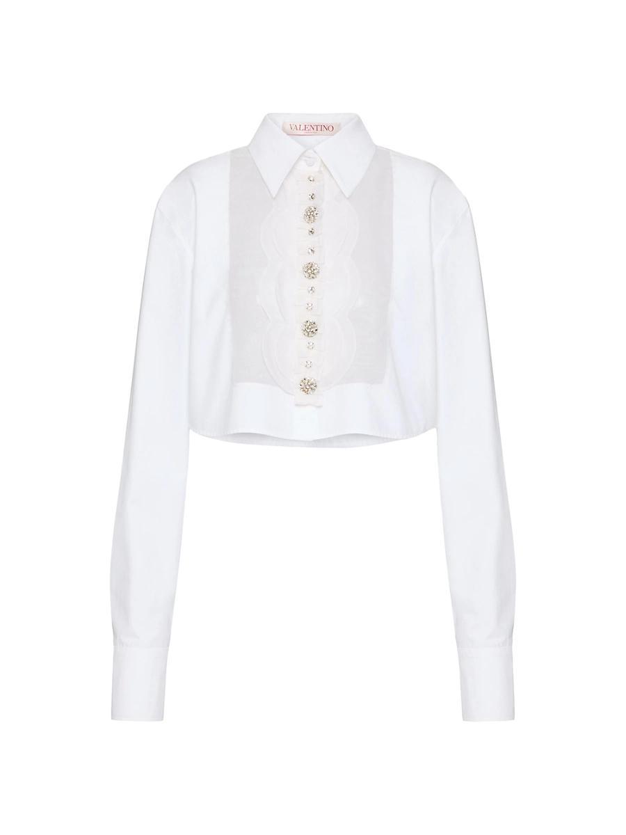 Womens Embroidered Compact Poplin Shirt Product Image