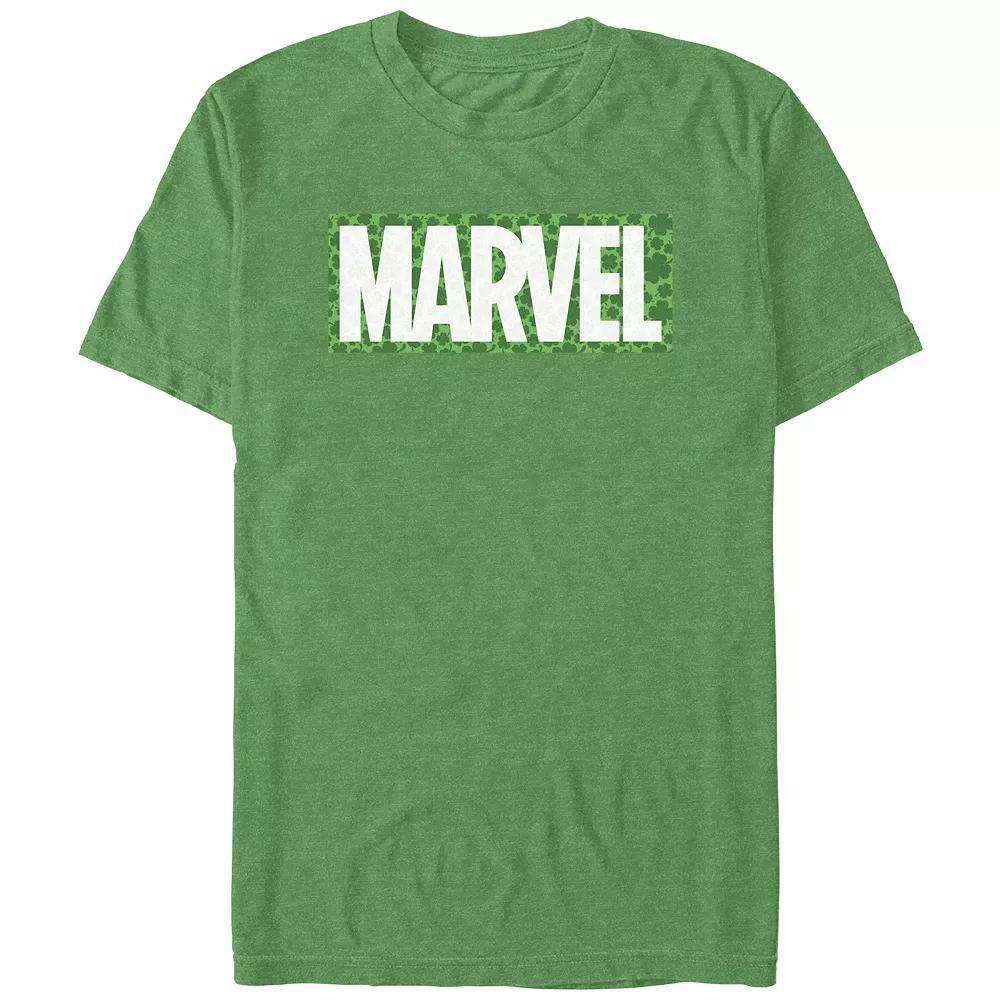 Men's Marvel Logo Clovers Background Graphic Tee, Size: XXL, Kelly Grey Product Image