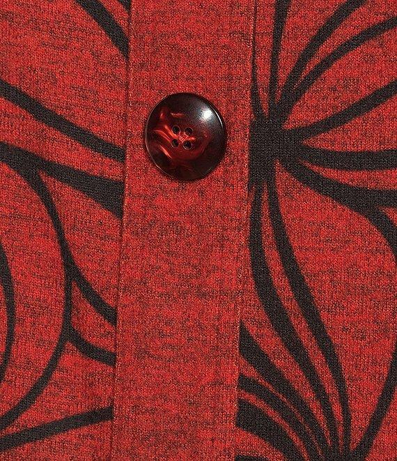 Ali Miles Plus Size Brushed Knit Stripe Round Neck 3/4 Cuff Sleeve Tunic Product Image