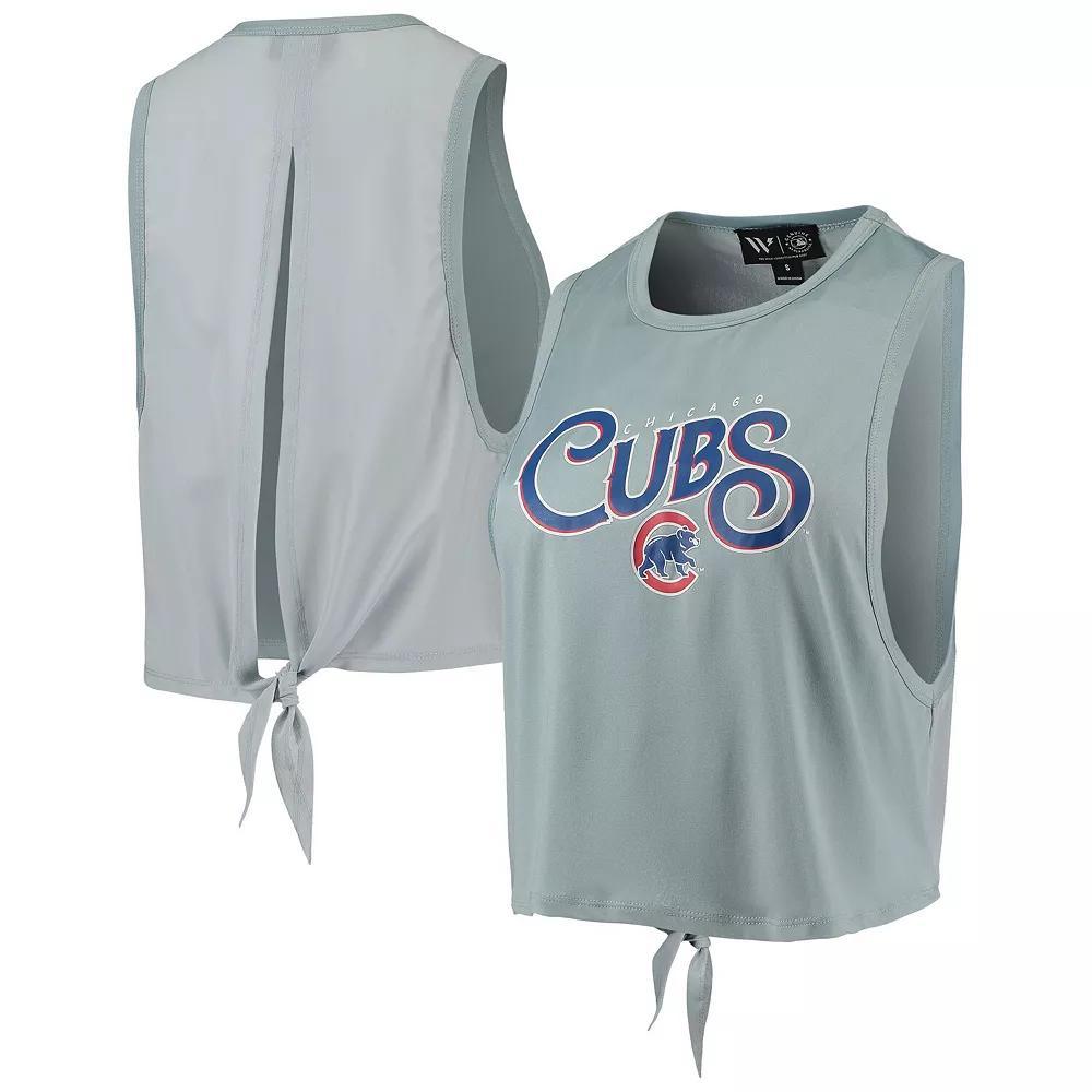 Women's The Wild Collective Light Blue Chicago Cubs Open Back Twist-Tie Tank Top, Size: Small Product Image