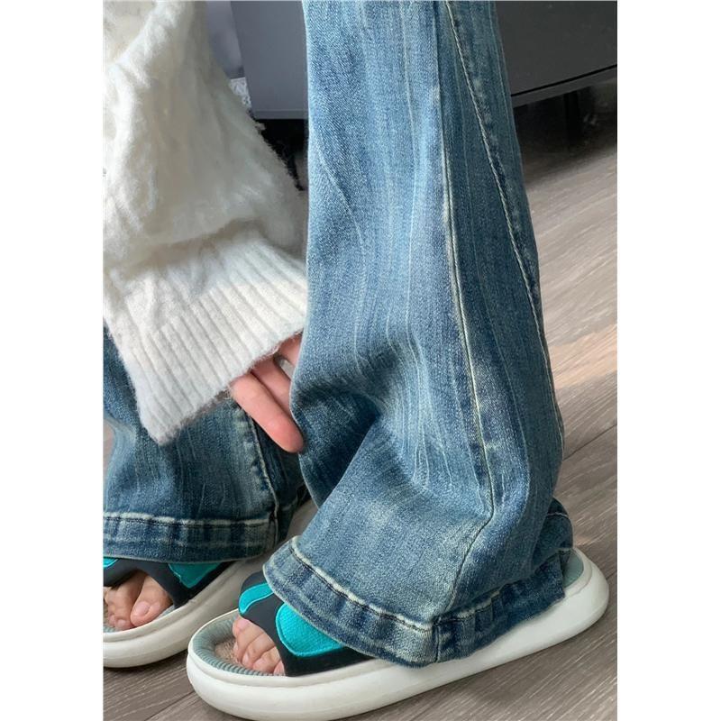 High Rise Washed Flared Jeans Product Image