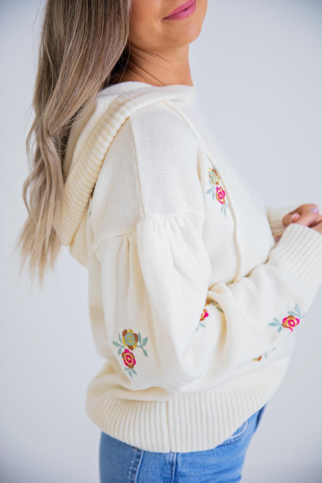 Floral Det Hoodie Sweater Product Image